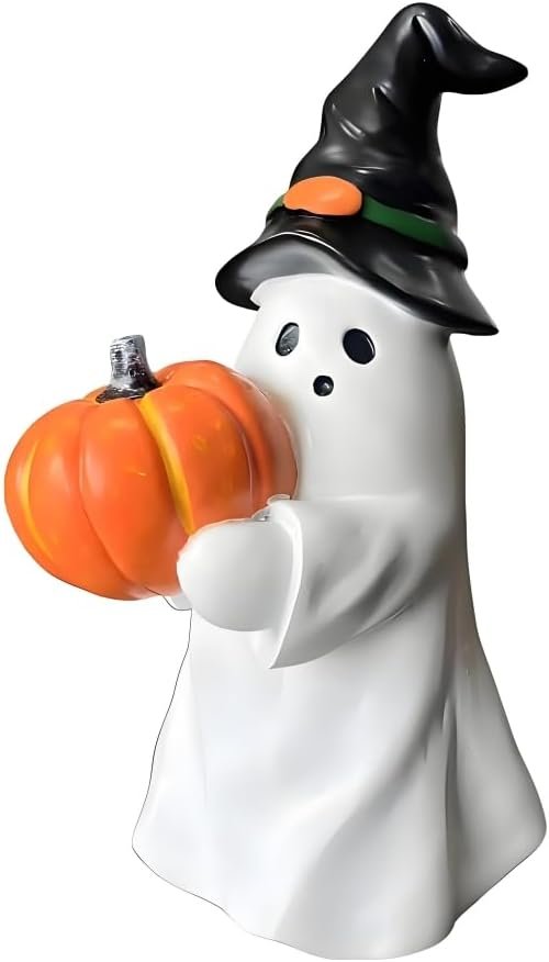 Halloween Ghost Figurine,3D Resin Pumpkin Ghost Decor,Halloween Decorations Outdoor Indoor,Unique Decoration for HomeOutside Porch Garden Yard Lawn Party Decorations (A)