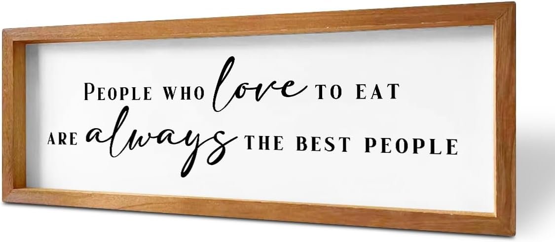 Humorous Kitchen Decor Rustic Country Sign Novelty Wooden Framed Kitchen Accessories Inspirational Quotes Farmhouse Hanging Wall Decoration for Home, Dining Room, Office, or Hallway
