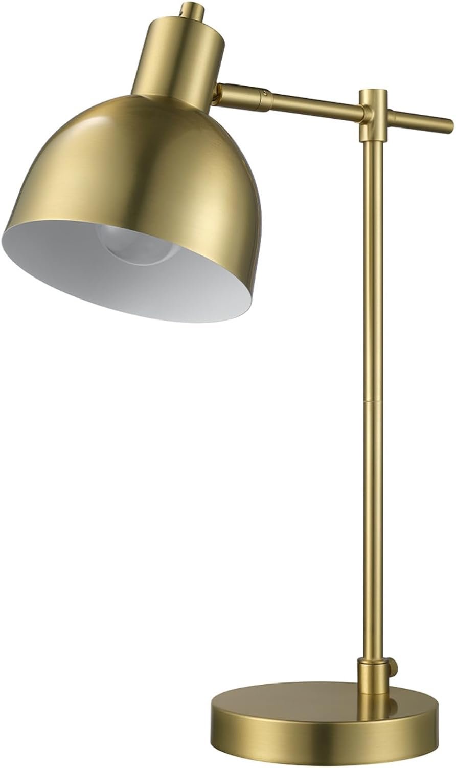 Globe Electric 61000058 18″ Desk Lamp, Matte Brass Finish, Metal Shade, Adjustable Pivot Joint, Rotary Switch, Modern Lighting for Bedroom or Office, Timeless, Lights for Home, E26 Base