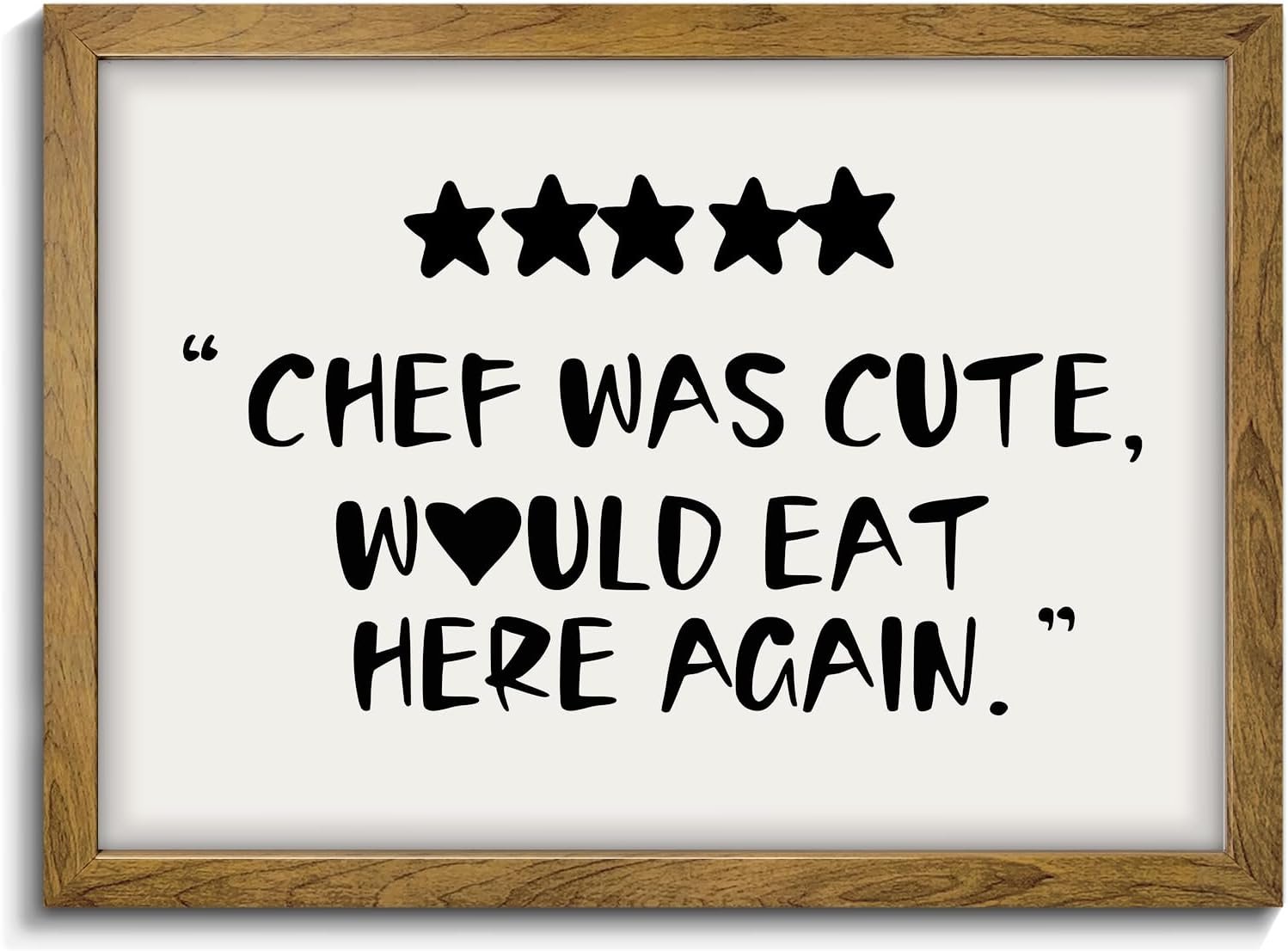 Chef Was Cute Would Eat Here Again – Trendy Kitchen Art, Funny Quotes Wall Art, Guest Check Print, Quirky Home Decor, Framed Kitchen Wall Decor