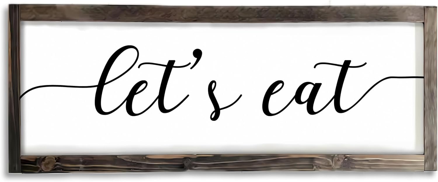 Dazingart Farmhouse Kitchen Wall Decor, Let’s Eat Sign, Rustic Wood Kitchen Signs Dinning Room Wall Decor (let’s eat)