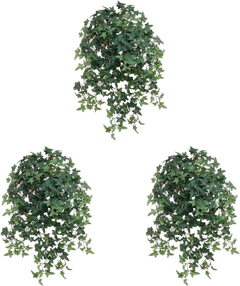 Larksilk Cascading English Ivy – Artificial Ivy Vine for Hanging Basket Decor, Window Boxes, Indoor Decoration, Outdoor Planter – 27″ Faux Plant with 450 Green Leaves (Pack of 3)