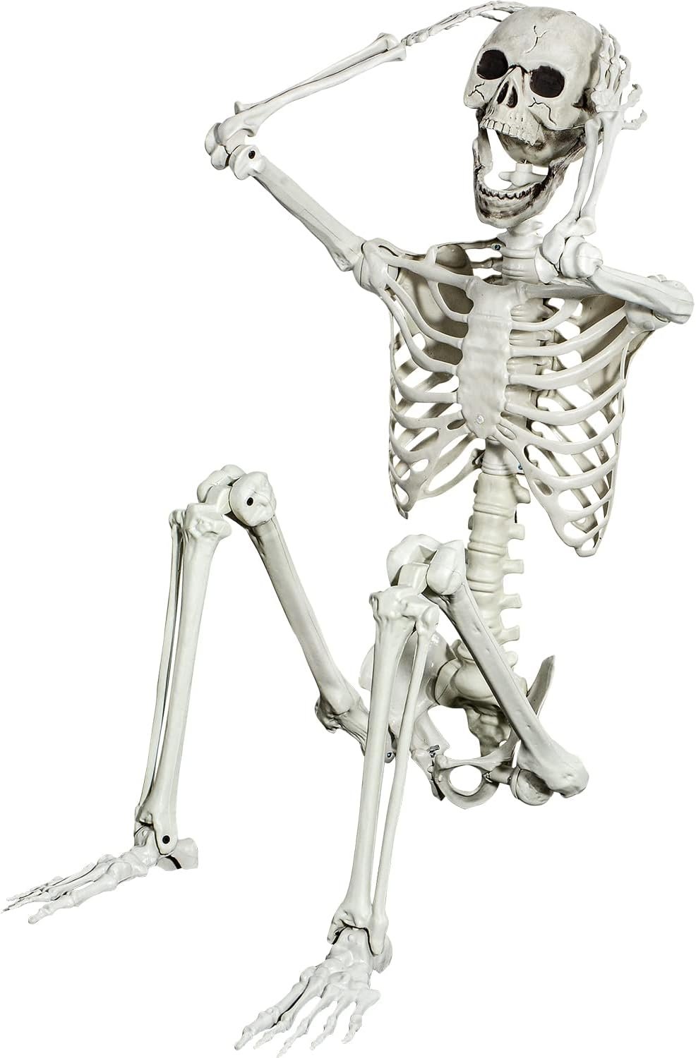 5.4ft Posable Halloween Skeleton – Full Body Life Size Skeleton Bones with Movable Joints for Halloween Indoor/Outddor Decoration Spooky Scene Party Décor