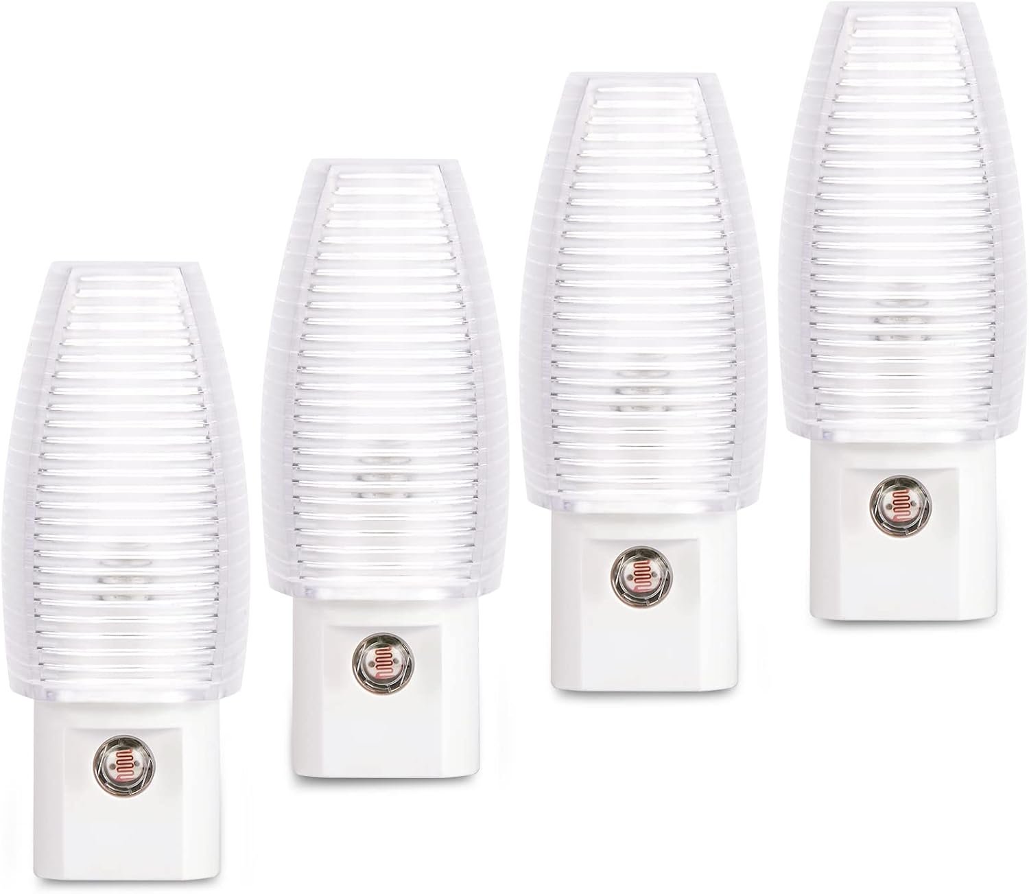 Emotionlite Plug in Night Light, Warm White LED Nightlight, Dusk to Dawn Sensor, Kids, Nursery, Bedroom, Bathroom,Hallway, Stairs, Kitchen, 4 Pack
