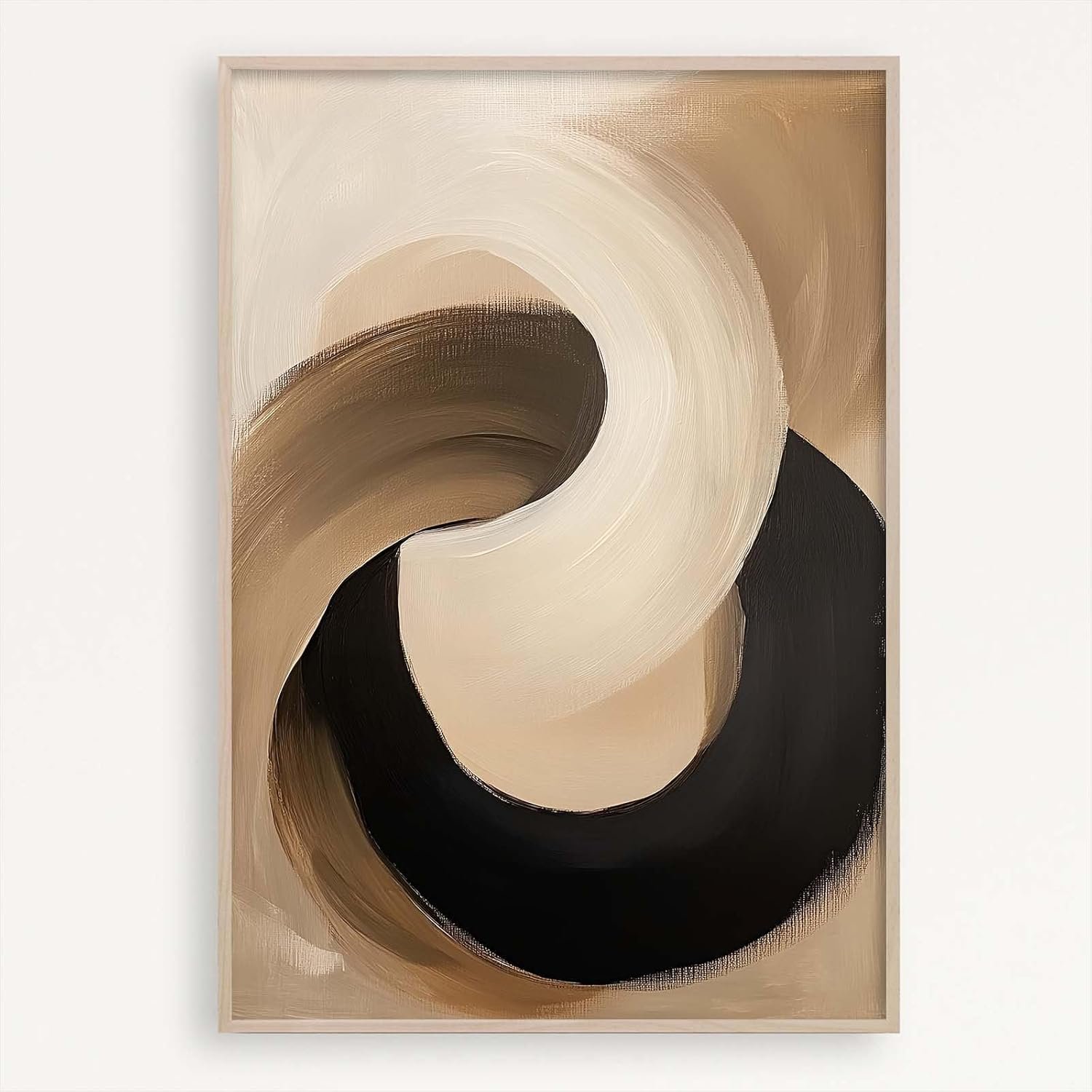 Beige Brown Abstract Geometry Canvas Wall Art for Living Room Bedroom Office Hallway Home Decor Black Beige Abstract Canvas Prints Modern Brown Painting Boho Neutral Wall Art Prints 16x24in Unframed