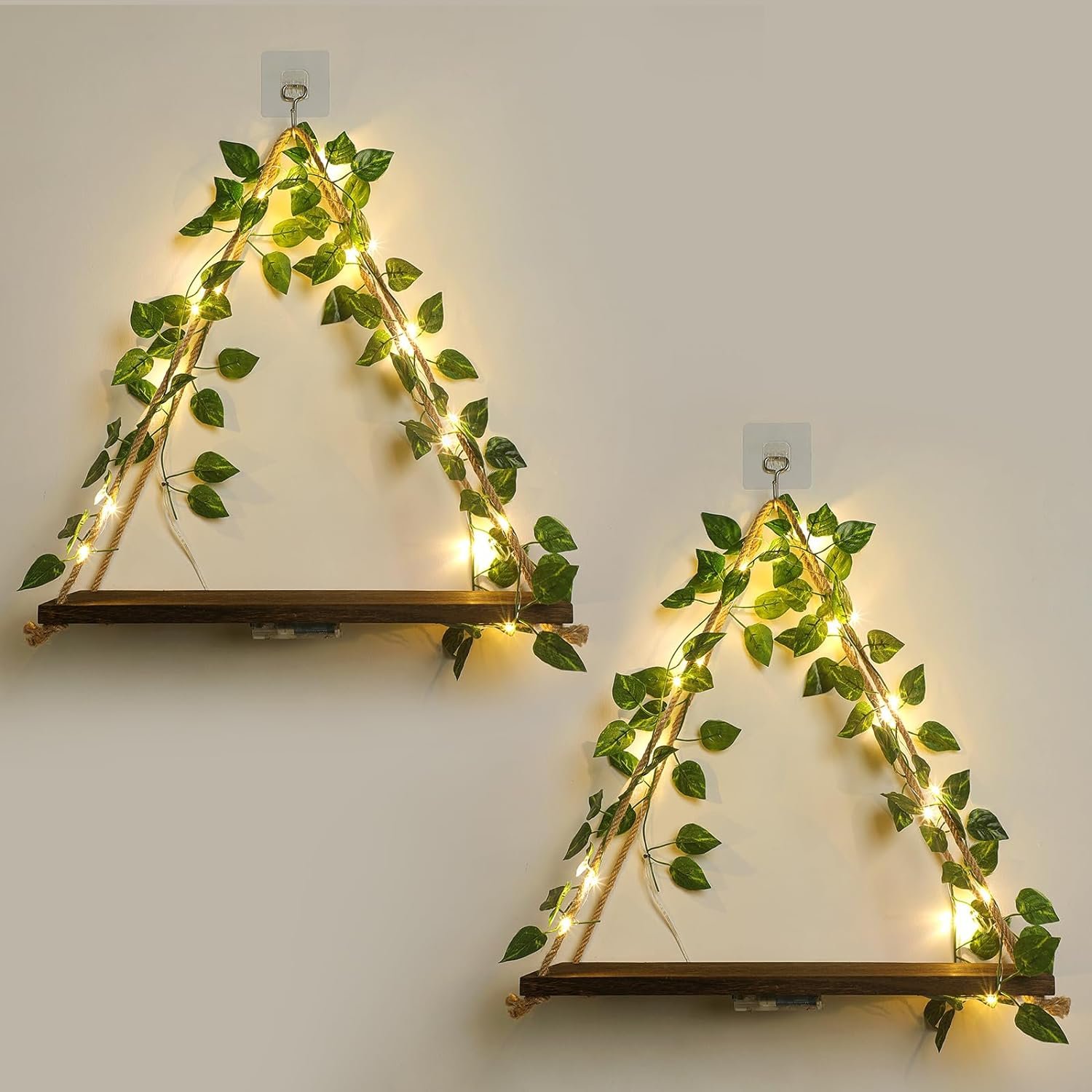 JOPSTDI Floating Shelves for Wall, Plant Wall Decor, Hanging Shelf, Cottage Core Decor, Room Decor Aesthetic, Trinket Shelf, Two-Piece Set, No Drilling
