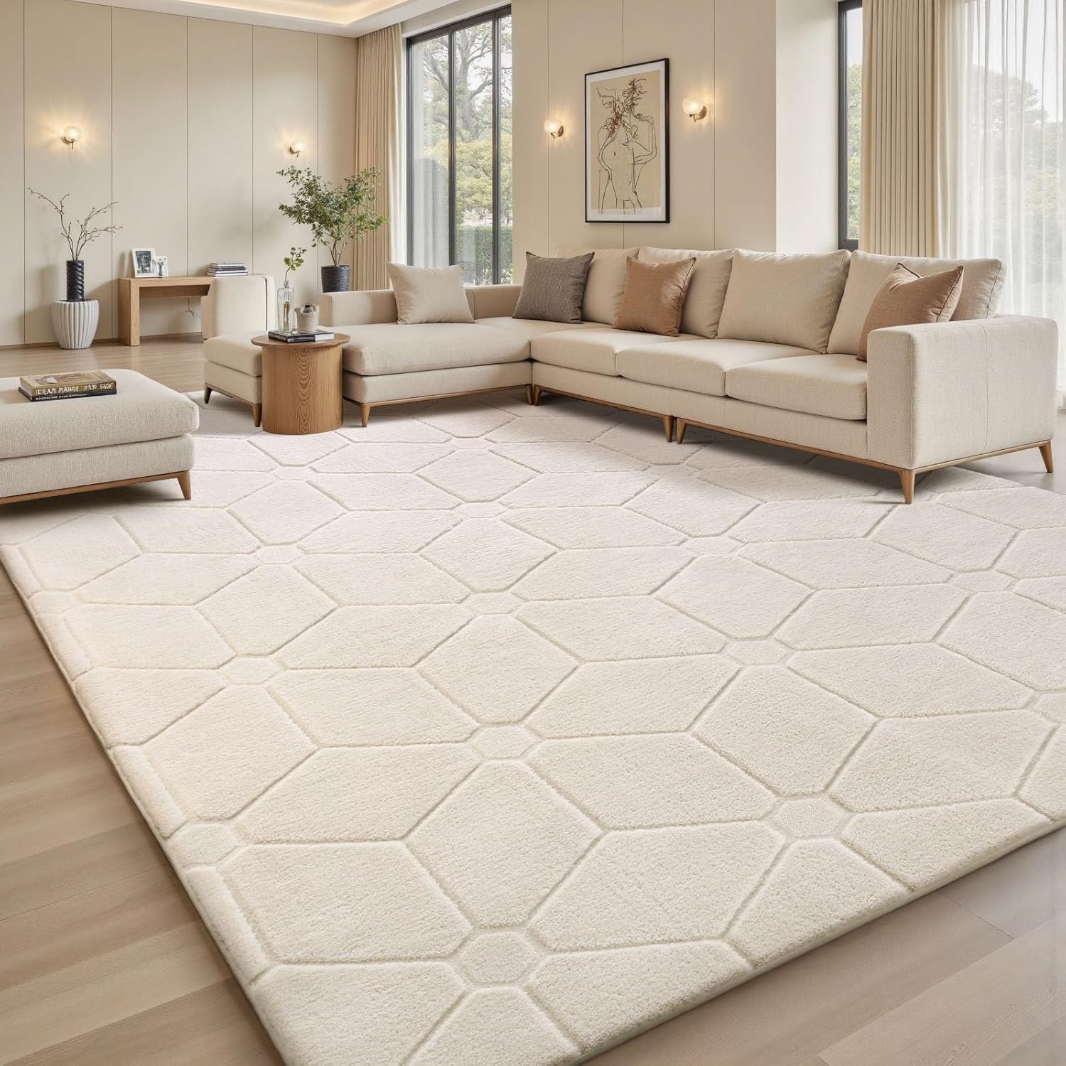 Sour Lemon Area Rugs 9×12 Living Room, Soft Large Area Rug Fluffy Grey Rugs for Bedroom，Machine Washable Area Rug Non Slip Carpet Rug for Living Room Playroom Kids Room Home Decor