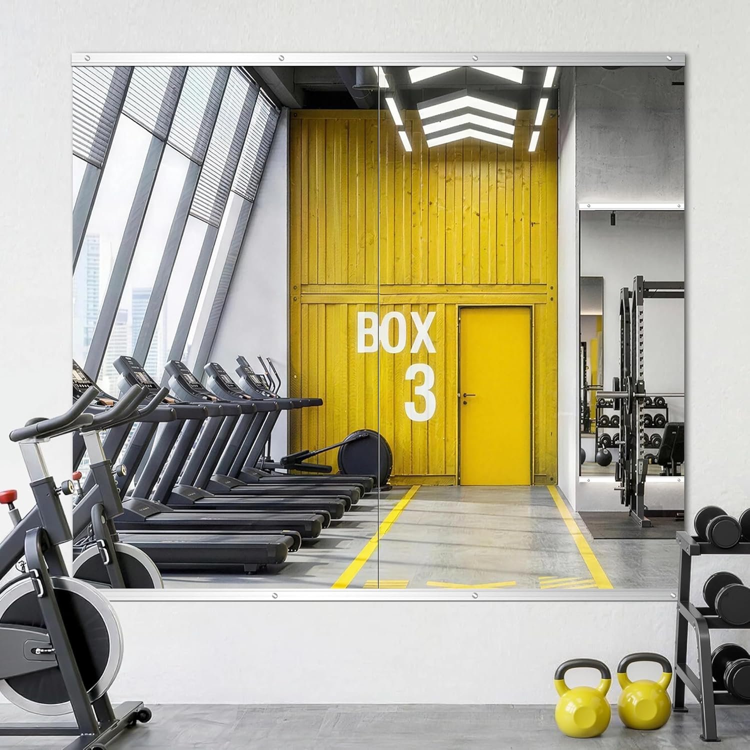 Home Gym Mirror for Wall, 48″x28″-2 PCS Full Length Workout Mirrors, Tempered Glass, HD Reflection, Large Frameless Body Mirror for Home Gym, Garage, Yoga, Dance, Bedroom(Silver)