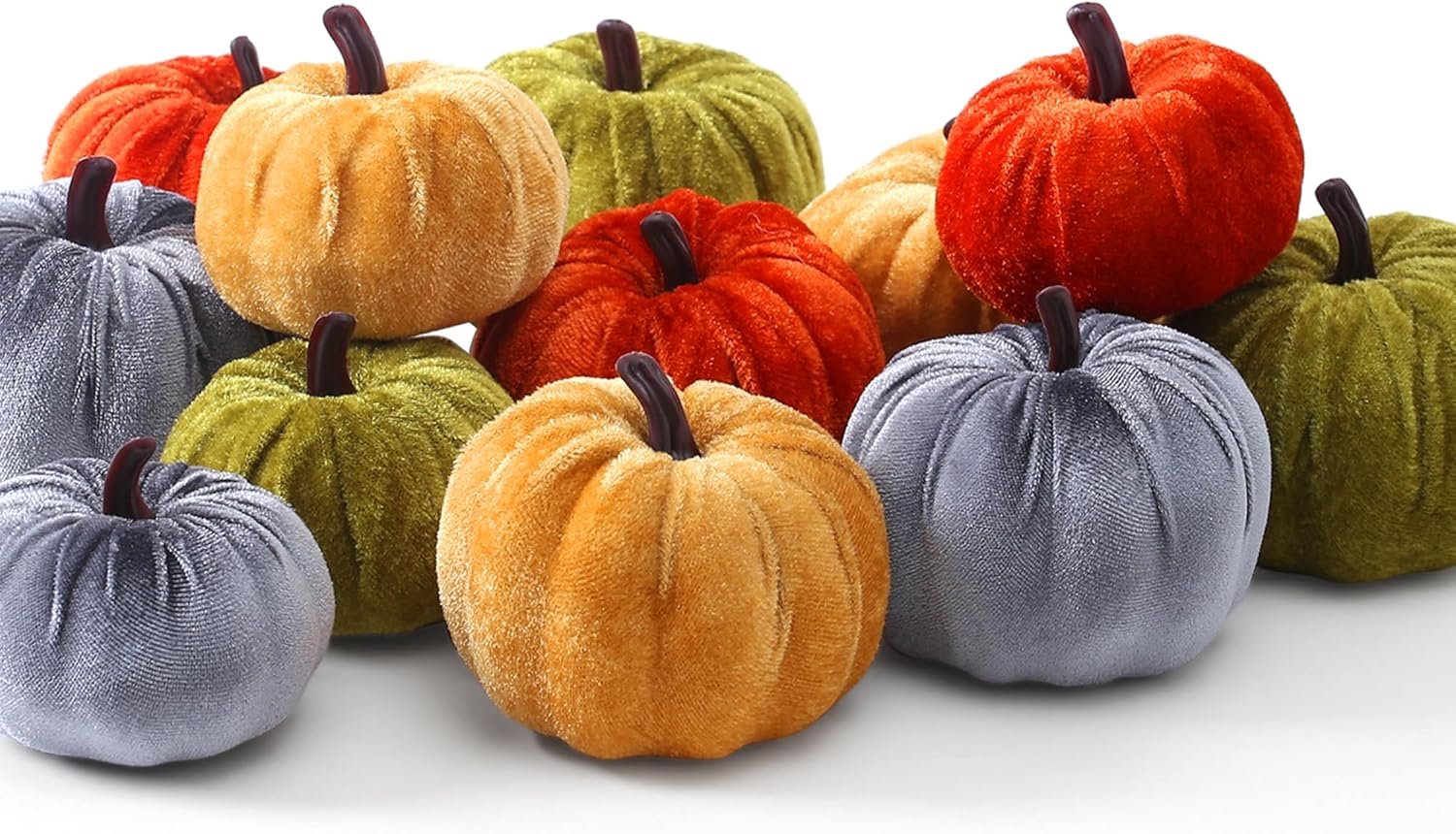 SITUMEIZI Assorted Small Velvet Pumpkins Thanksgiving Table Centerpiece Decor Mini Pumpkin Faux Harvest Fabric Foam Pumpkin Halloween Decor for Fall Decor Wedding Farmhouse Decoration(12 Pcs)