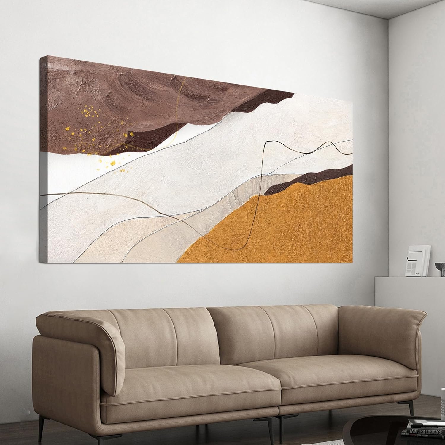 Canvas Wall Art Decor Abstract Canvas Art Wall Decor Abstract White Wall Art Prints Modern Minimalist Wall Art Decorations Brown Artwork for Walls Bedroom Office Kitchen Wall Decor 20″ X 40″