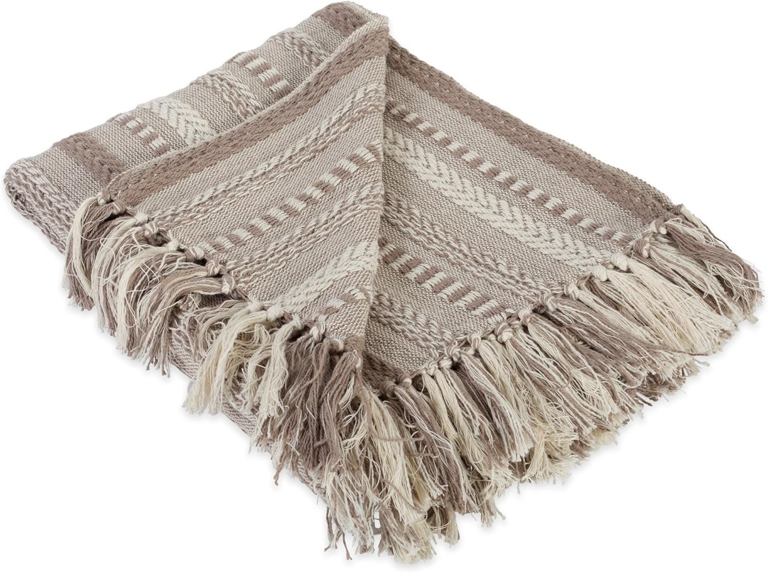 DII Braided Striped Decorative Throw Blanket, 50×60, Stone