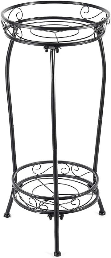 Kavlium Plant Stand Indoor Outdoor，Tall Black Metal Rustproof Stable Plant Stands，2 Tier 27.1 inch Multiple Plant Rack Holder Rack Flower Pot Stand Heavy Duty Plant Shelf