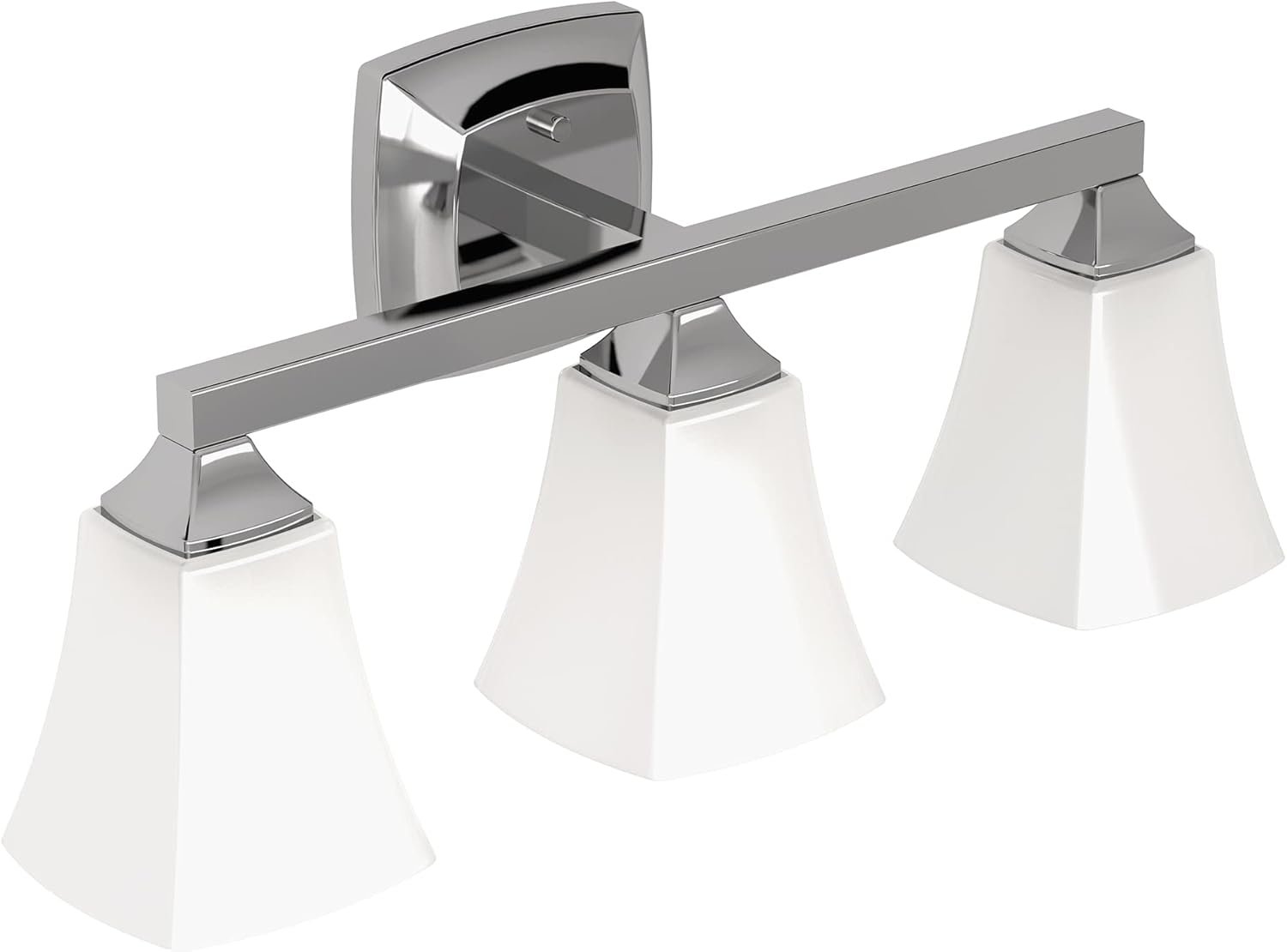 Moen Voss Chrome 3-Light Dual-Mount Bath Bathroom Vanity Fixture with Frosted Glass, YB5163CH