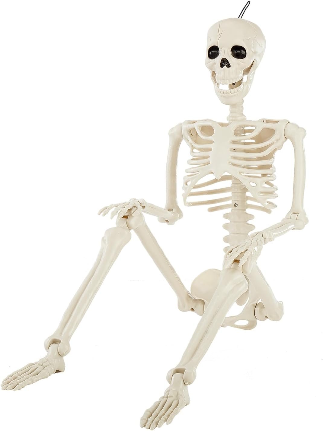 JIALWEN 36″ Halloween Posable Skeleton Decorations, 3FT Realistic Plastic Human Full Body Bones with Movable Joints Skeleton for Haunted House Graveyard Props Indoor Outdoor Halloween Party Supplies