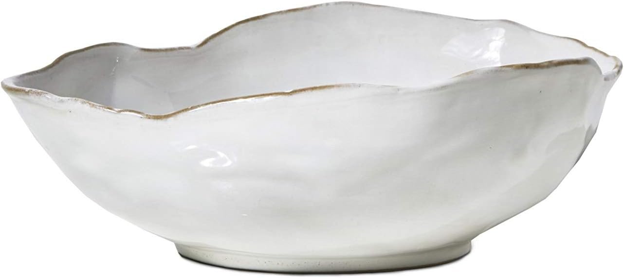 Serene Spaces Living Medium Free-Form Edge Glazed Ceramic Bowl – Stylish Fruit Bowl, Dinnerware, and Decorative Centerpiece for Vintage Weddings and Events, 10.5″ Long, 8.5″ Wide and 3.5″ Tall