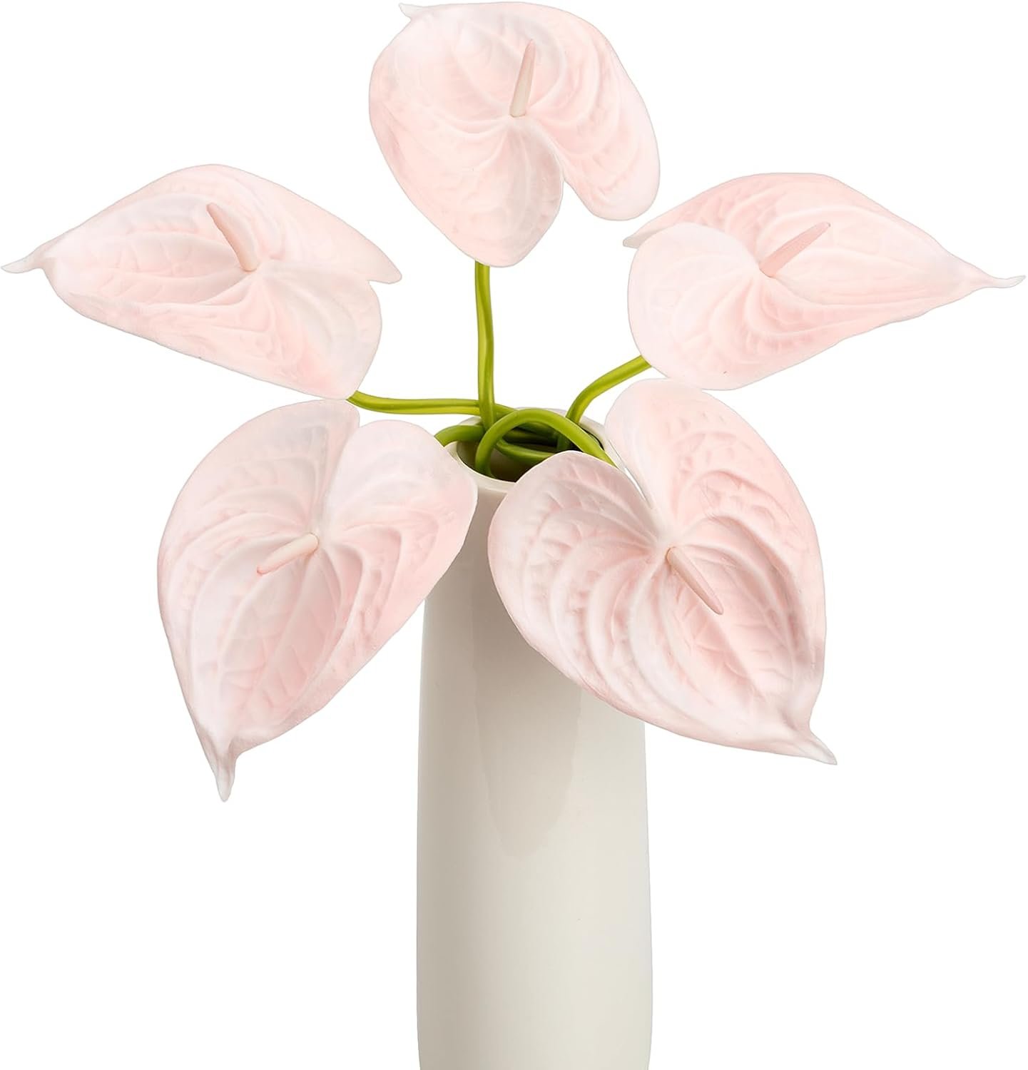 8PCS 25.6inch Anthurium Artificial Flowers Pink Faux Anthurium Real Touch Flower Faux Floral Arrangement for Vase Table Centerpieces Wedding Garden Home Decoration (Pink)