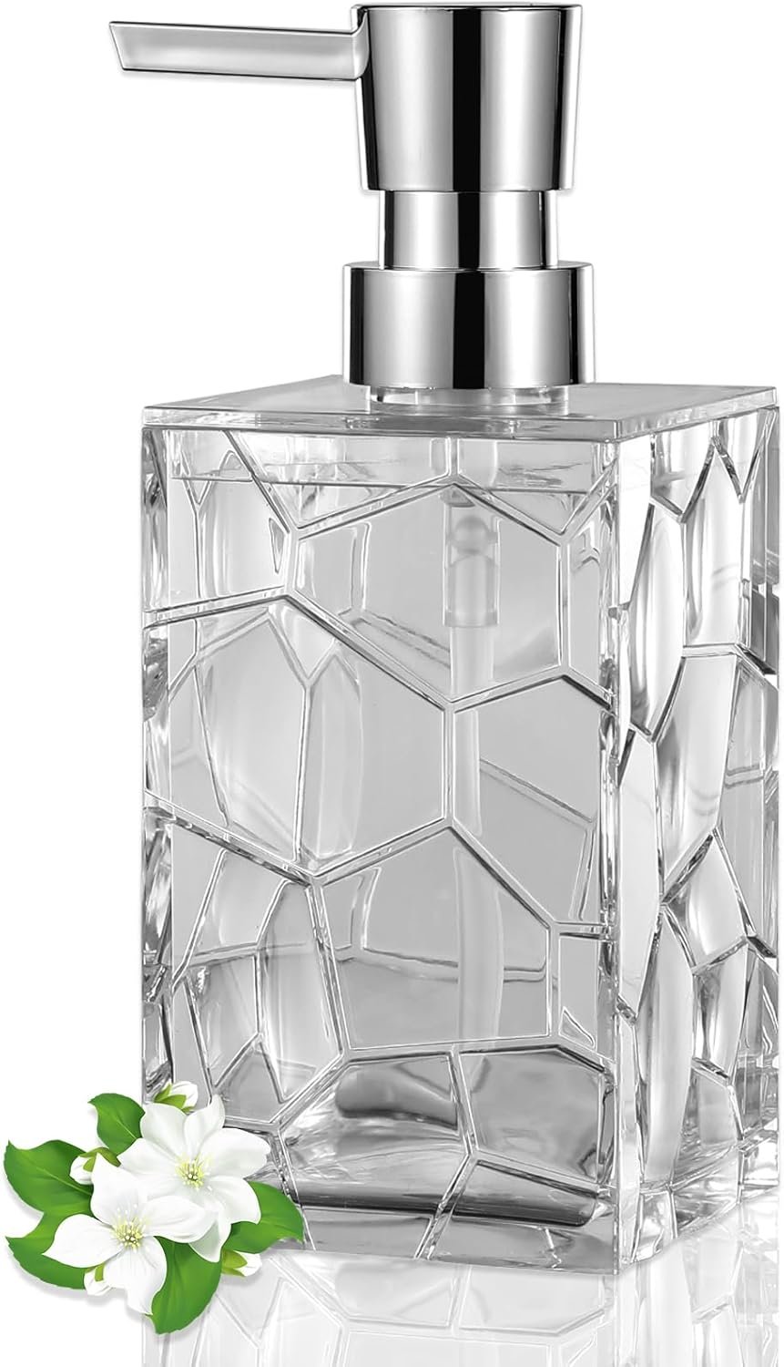 Hand Soap Dispenser, Clear Acrylic Plastic Liquid Pump Bottles Refillable Lotion Dispenser for Bathroom Decor Kitchen College Dorm