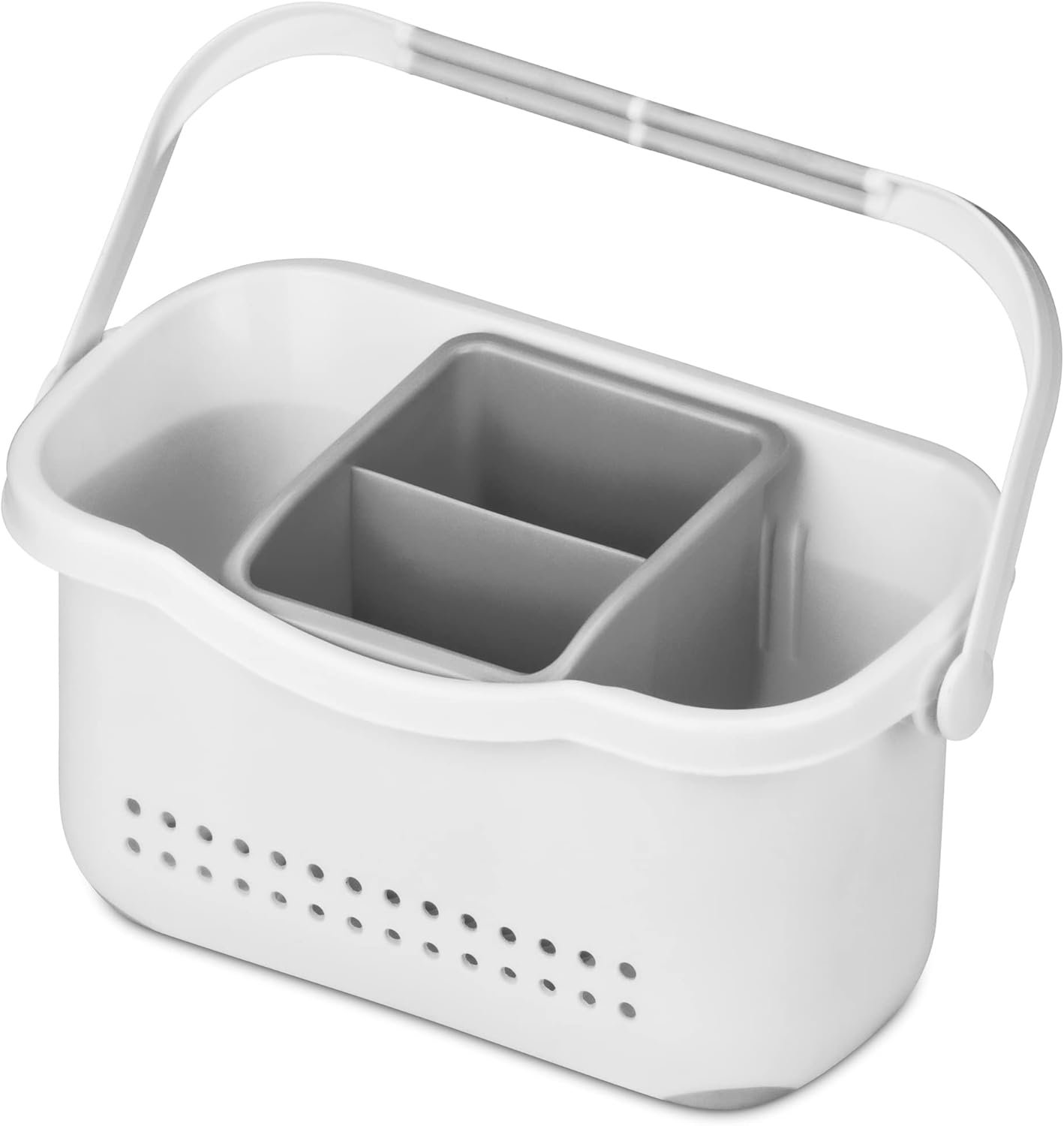 DecorRack Small Shower Caddy, Anti-Slip 9×4 Bath and Beauty Plastic Organizer Basket with Detachable Compartment, Handle for Bathroom, Dorm, Toothbushes, Toothpaste, Soap, and Beauty Products.
