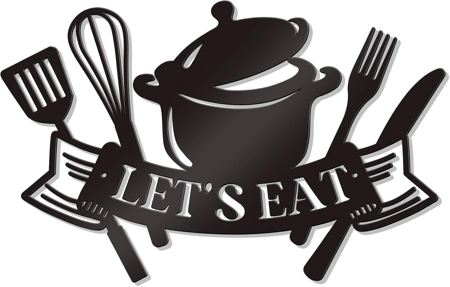 Kitchen Wall Art Let’s Eat Sign Black Metal Dining Room Wall Decor Unique Let’s Eat Sign for Home Kitchen Dining Living Room Cafe Bar Restaurant Decoration (Unique)