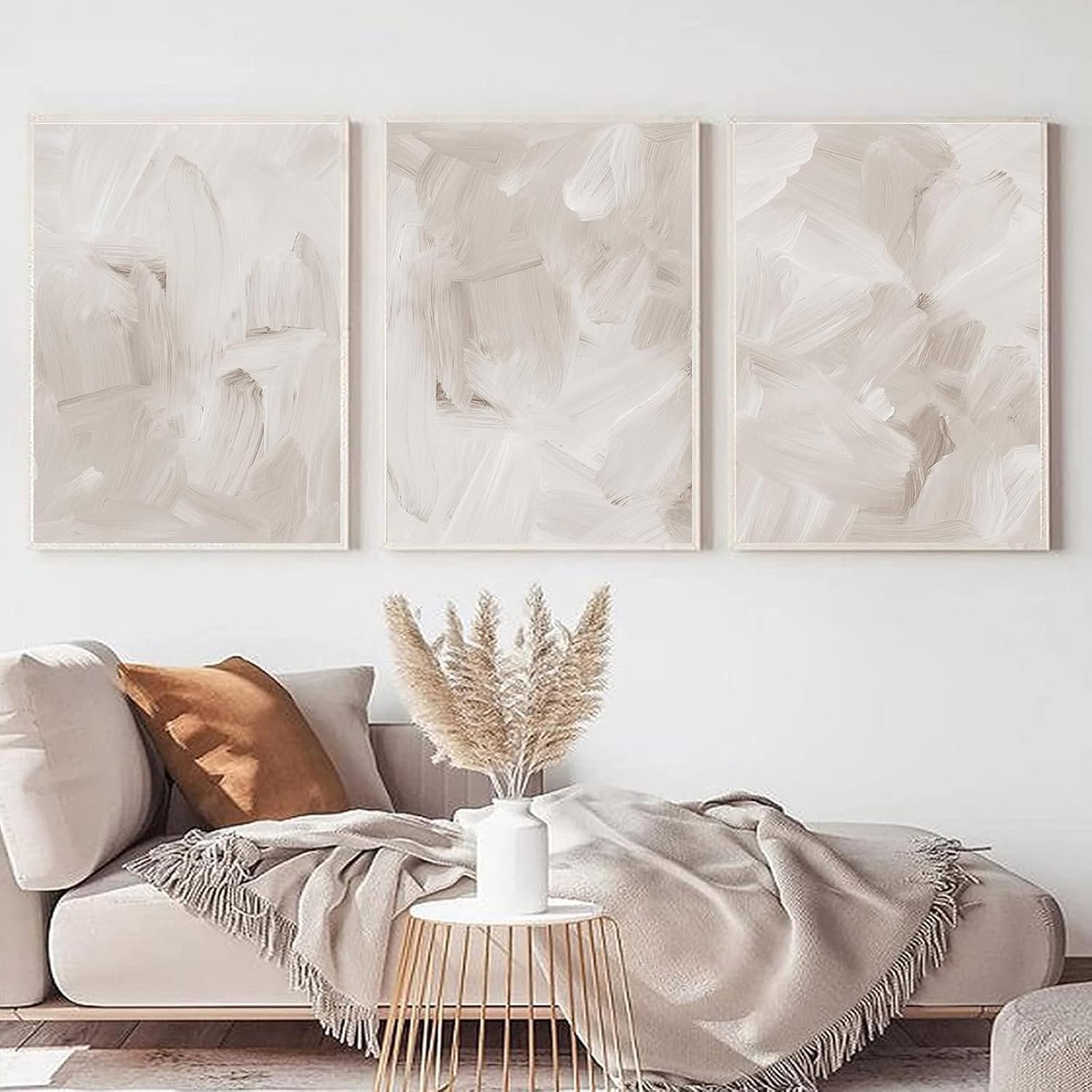 Abstract Neutral Canvas Wall Art for Living Room Bedroom Modern Home Artwork Beige Texture Canvas Painting Watercolor Picture Beige White Neutral Prints Abstract Picture 16x24inchx3pcs No Frame