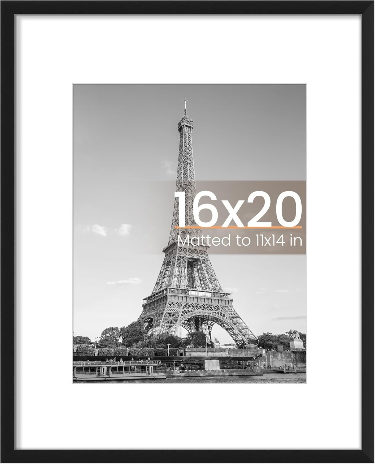 upsimples 16×20 Picture Frame, Display Pictures 11×14 with Mat or 16 x 20 Without, Wall Hanging Poster Frame, Black, 1 Pack