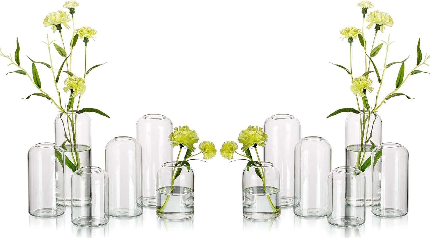 Glass Bud Vases for Flowers – Hewory Blown Modern Small Glass Vases for Centerpieces Set of 12, Mini Clear Bulk Flower Vases for Wedding Party Events Home Decor Floral Arrangement (Not Include Flower)