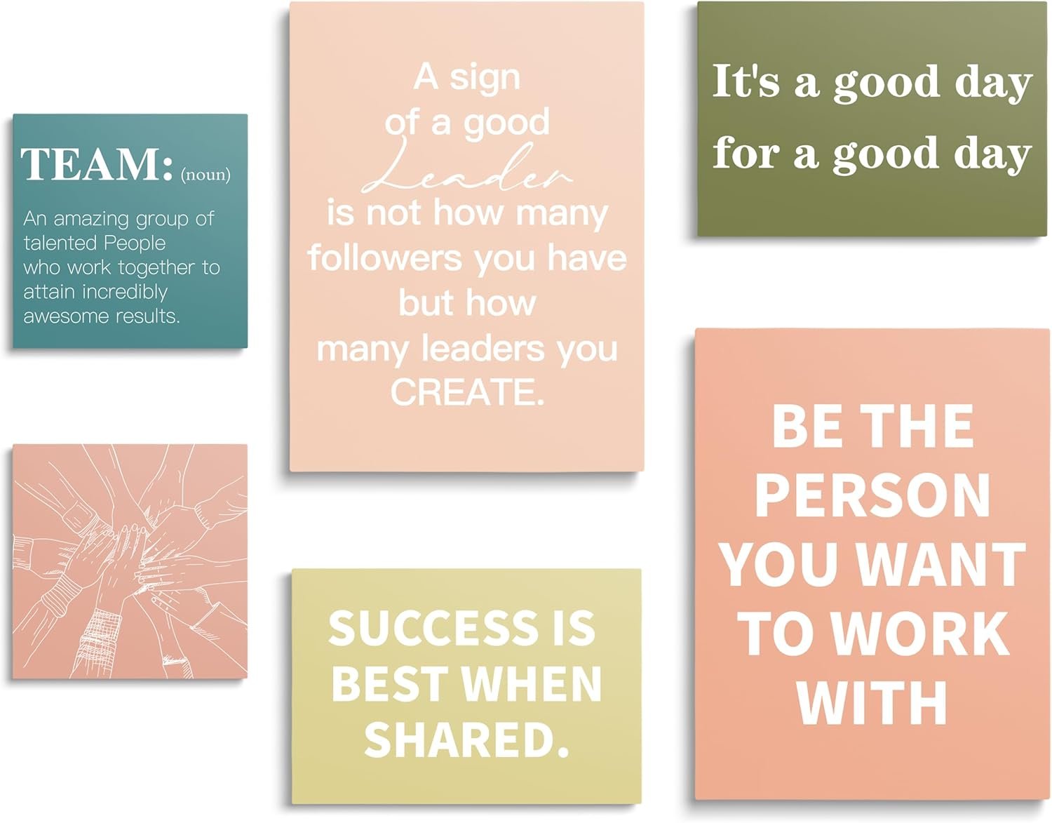 MBYHP Motivational Office Wall Decor – 6 Pcs Minimalist Teamwork Wall Art Canvas Frame Set Decoration for Office, Home, Workplace – Teamwork Gifts for Team Leader Boss – A05