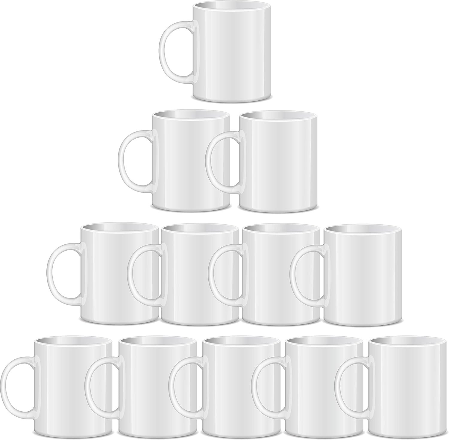 RAINBOWTIE Sublimation Mugs Blank, 11oz Sublimation Coffee mugs, White Coated Ceramic Cup, Mug Sets – Set of 12