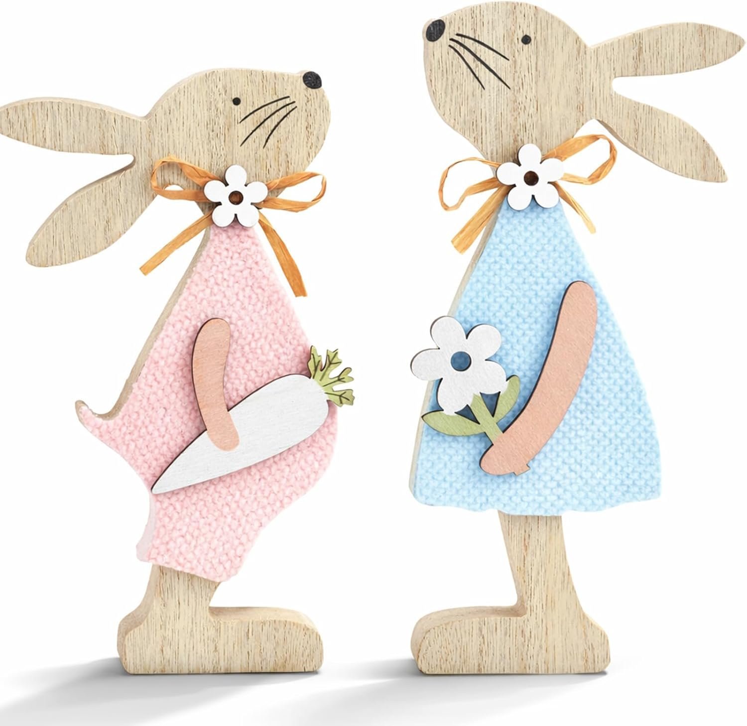 Easter Decorations for Home, Wooden Bunny – 2PCS Easter Bunny Decor, Indoor Decorations Home, Farmhouse Easter Decor for Table, Tiered Tray, Mantel Office, Indoor Tabletop Bunny Decor