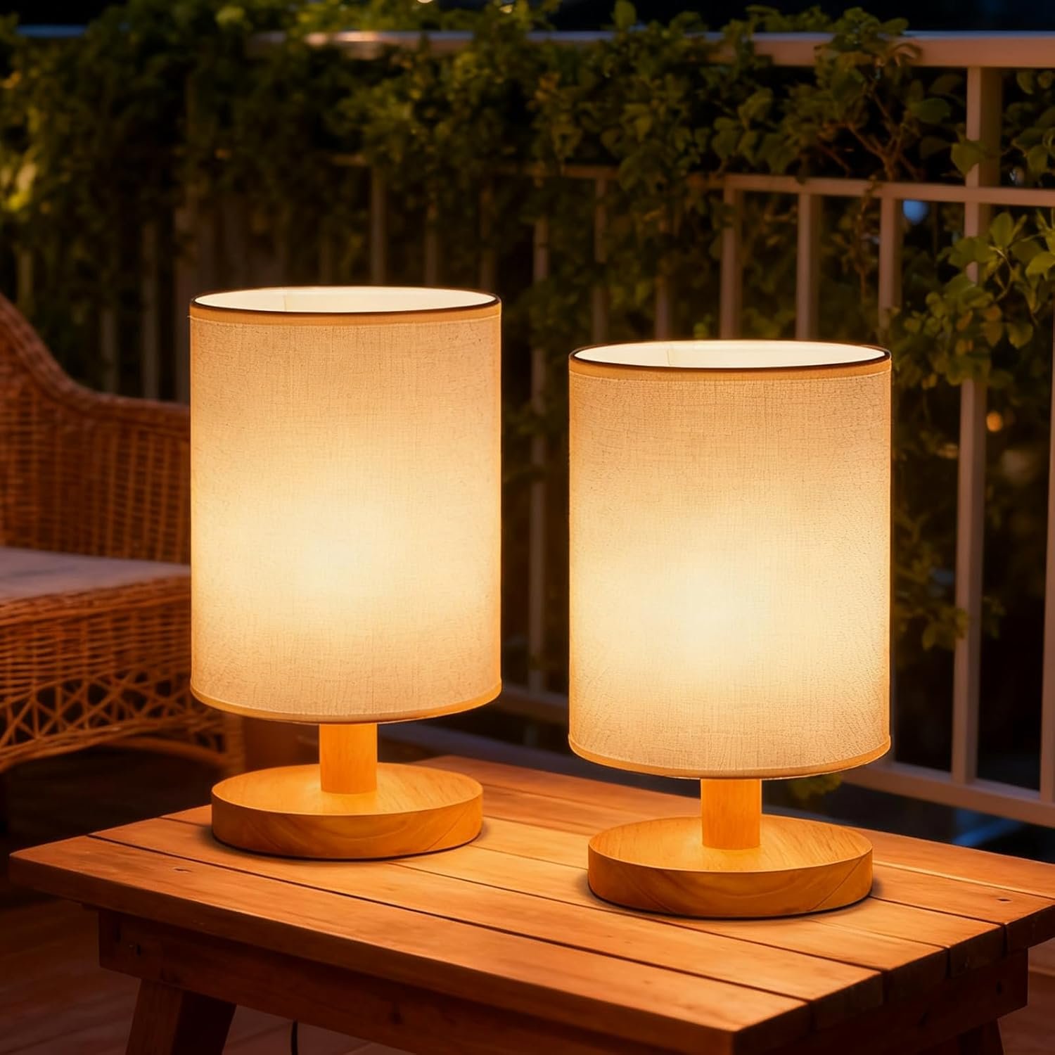 Table Lamp Set of 2, Bedside Lamp Nightstand Lamp, 3000K Warm Light Desk Lamp, USB Powered LED Reading Lamp, Boho Vintage Small Lamp for Bedroom Living Room Office Dorm Dresser Bookshelf