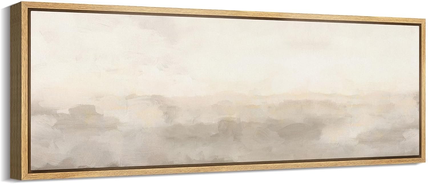 MUDECOR Large Framed Canvas Print Wall Art Minimalist Neutral Landscape Abstract Horizon Line Antique Retro Fine Art Illustrations Decorative Colorful Multicolor for Bedroom – 60″x20″
