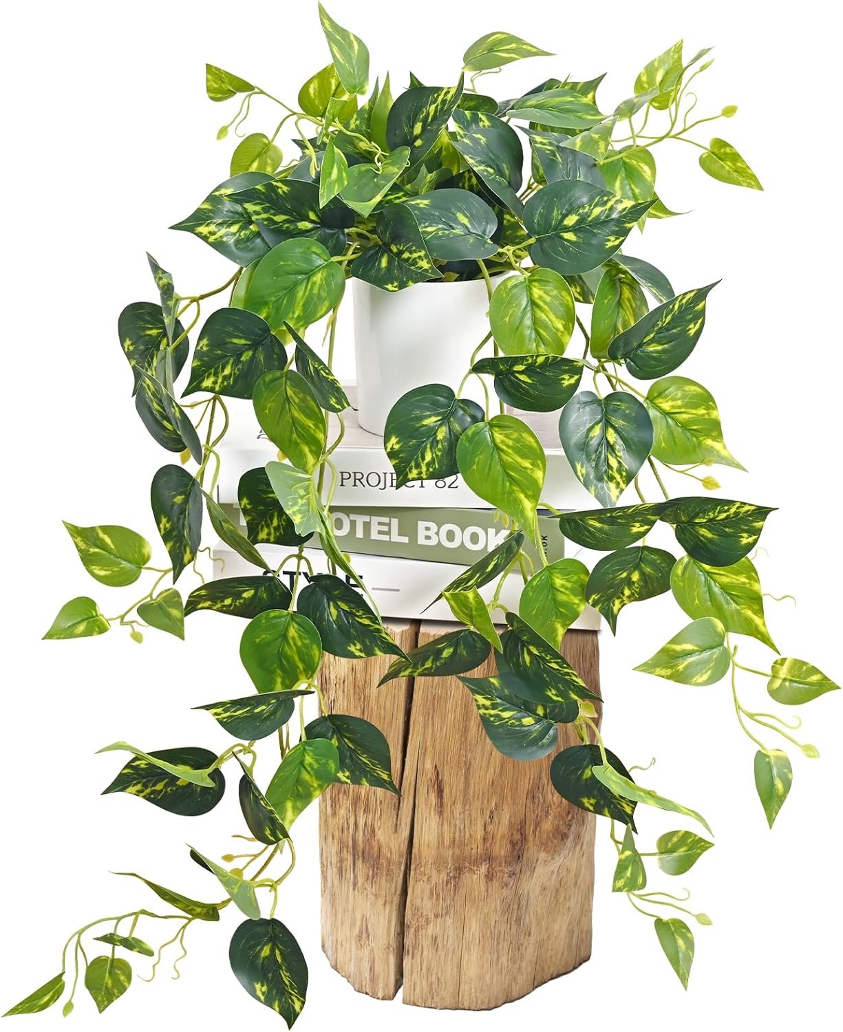 Waipfaru Fake Plants Artificial Plants Indoor, 1Pcs 34″ Realistic Artificial Hanging Fake Pothos Vines Ivy Potted, Faux Pothos for Living Room Office Bedroom Bathroom Kitchen Shelves Indoor Home Decor