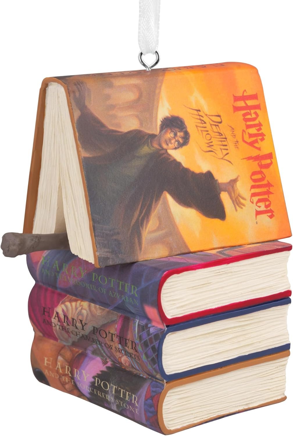 Hallmark Harry Potter Stacked Books with Wand Christmas Ornament,Resin, 2.23 x 2.75 x 2.28 inches, (0002HCM9130)
