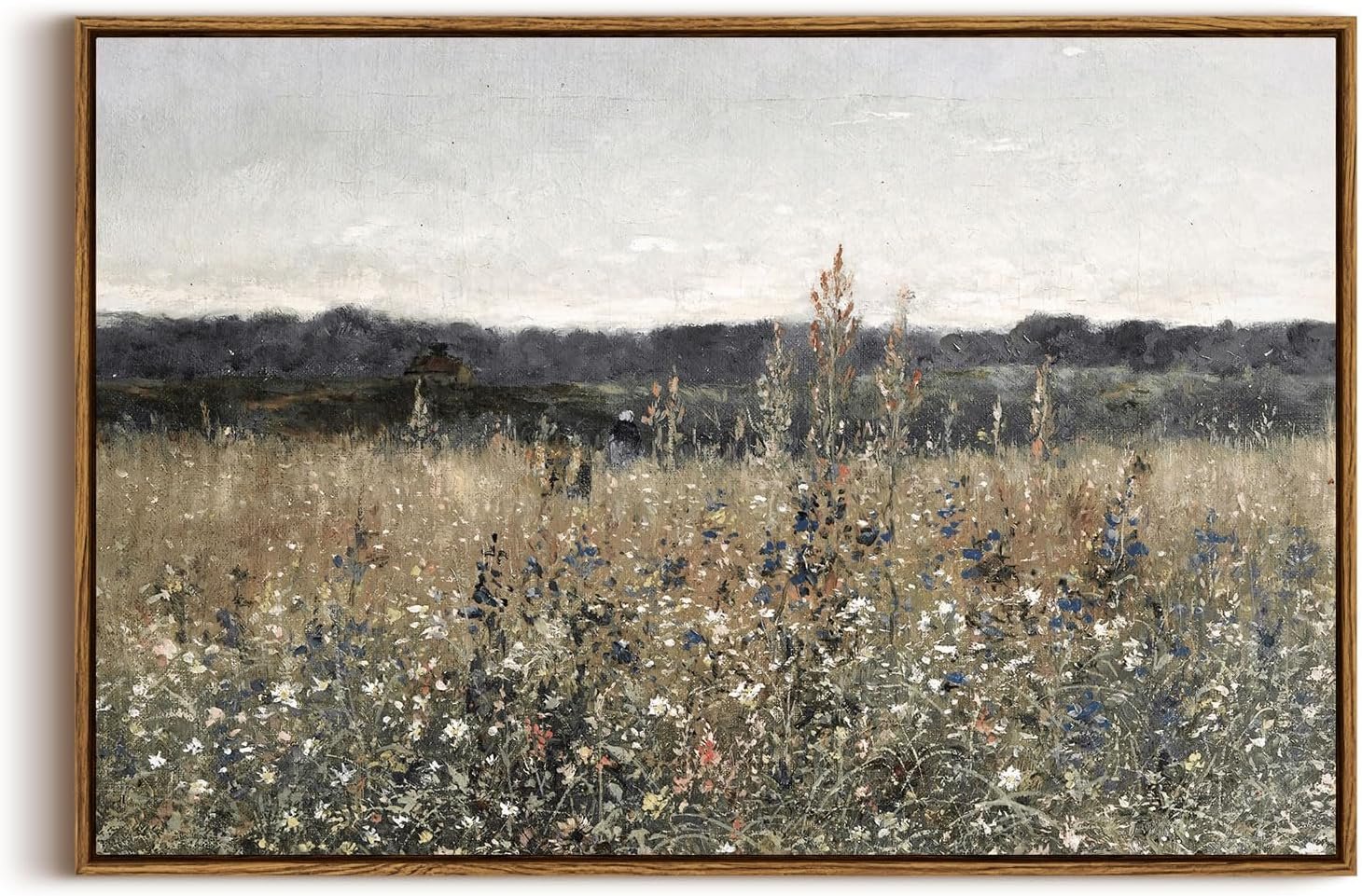 InSimSea Framed Canvas Wall Art Vintage Decor, Large Wall Art, Meadow with Flowers Landscape Wall Art Prints, Modern Farmhouse Cottagecore Bedroom Bathroom Office Decoration, 20″x30″