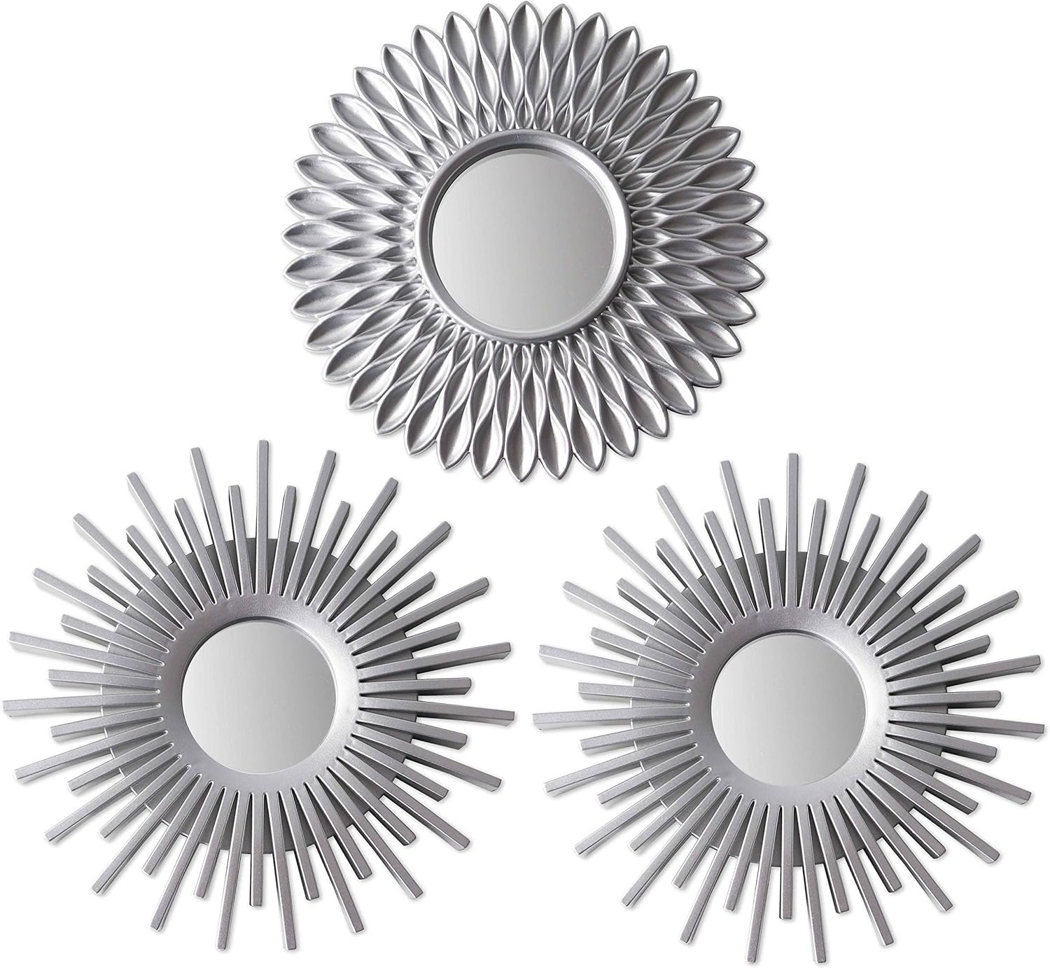 BONNYCO Wall Mirrors Pack of 3 Round Silver Mirrors for Home Decor, Bedroom and Room. Espejos Decorativos de Pared Sala Dormitorio, Circle Wall Decor Minimalist Vintage, Chic. Gifts for Women Mums