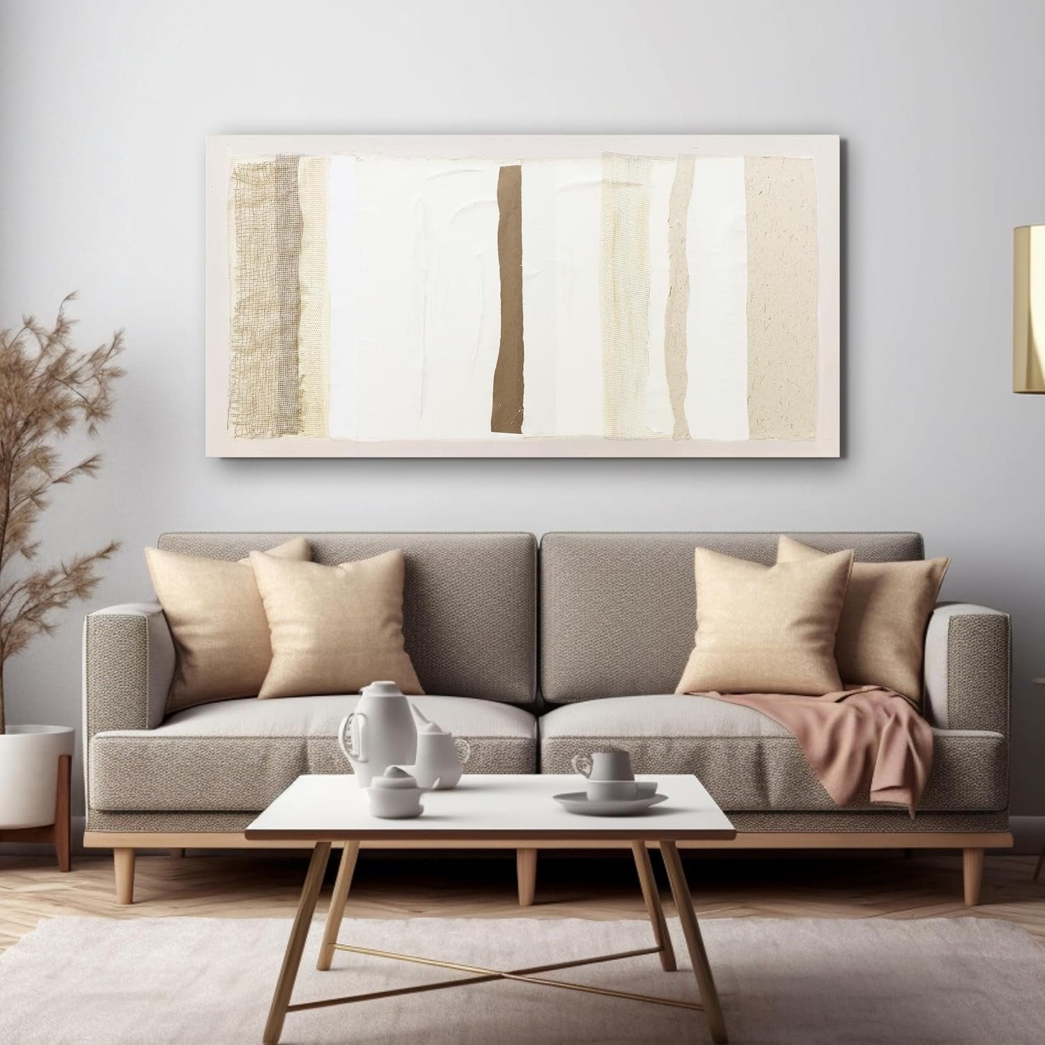 Abstract Wall Art Decor Modern Canvas Art Wall Decor Brown And White Wall Art Decor Minimalist Wall Art Prints Neutral Canvas Wall Art for Living Room 20″X40″ for Room Bedroom Office Decor
