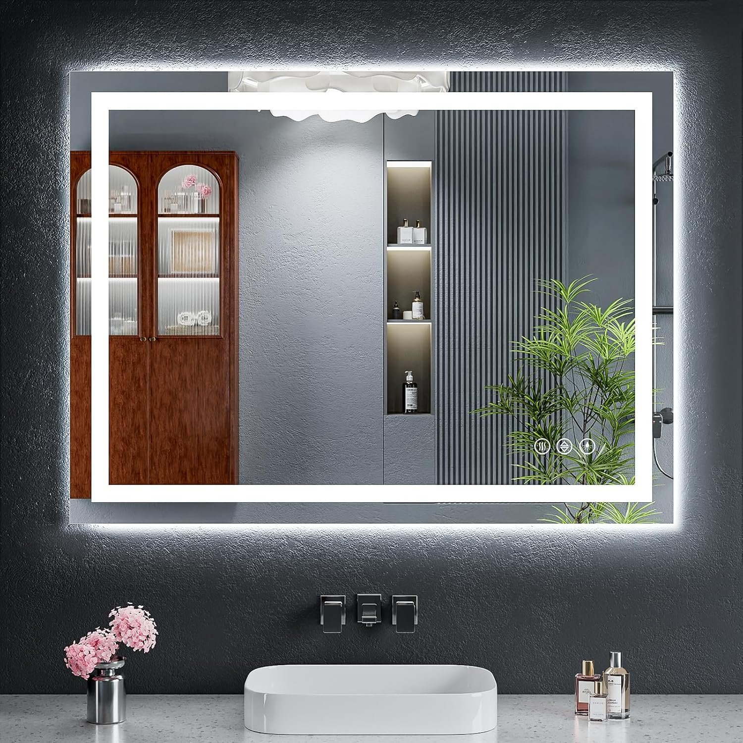 40″x30″ LED Bathroom Mirror with Lights, Backlit + Front Lit with CRI>90, Lighted Mirror for Bathroom, Anti-Fog, Dimmable Brightness, 3 Colors, Memory Function, Shatterproof Tempered Glass