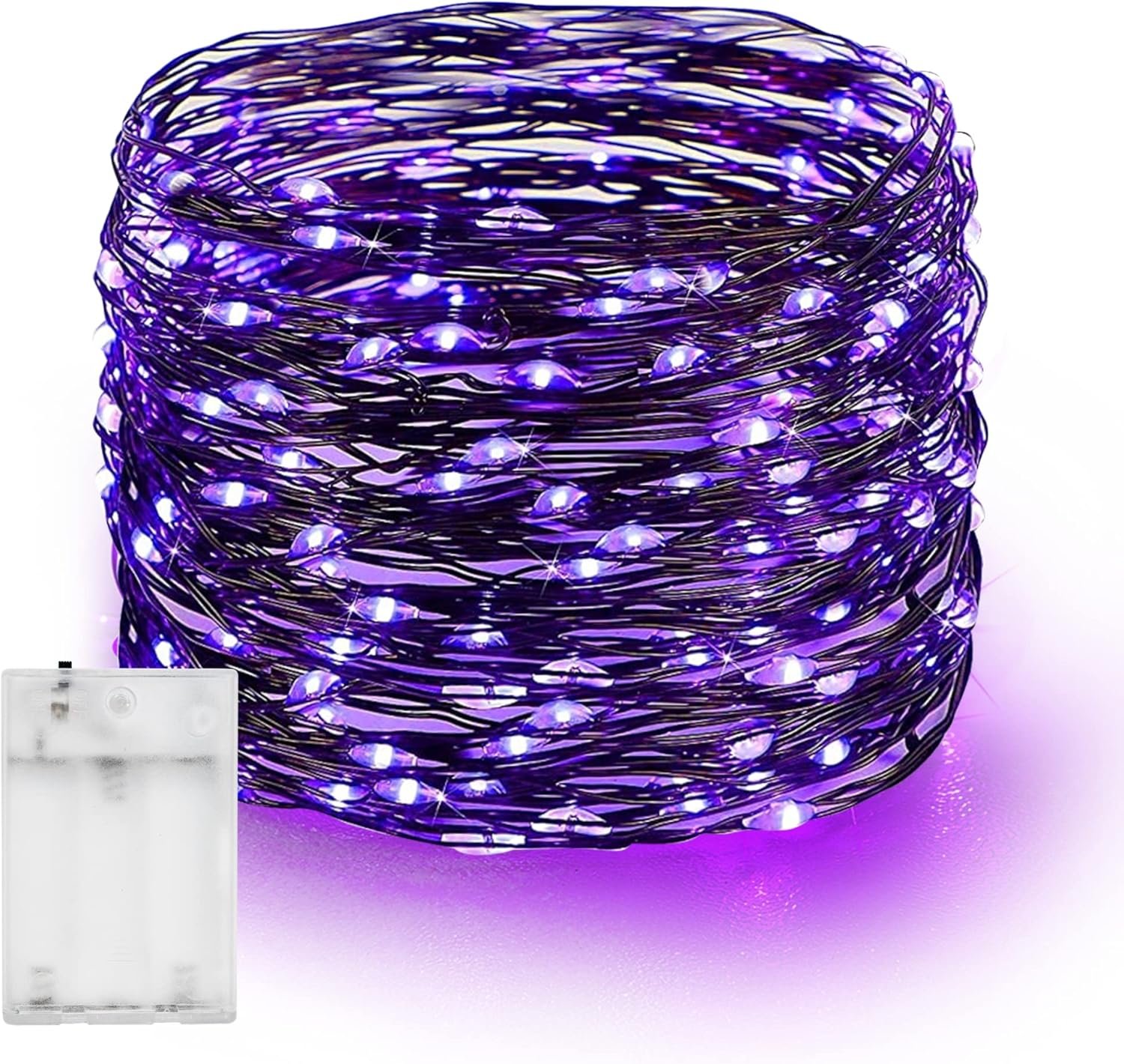Dazzle Bright Halloween Fairy String Lights, 20 FT 60 LED Copper Wire Battery Operated Waterproof Lights, Halloween Decorations for Indoor Home Room Outdoor Garden Patio Party Decor (Purple)