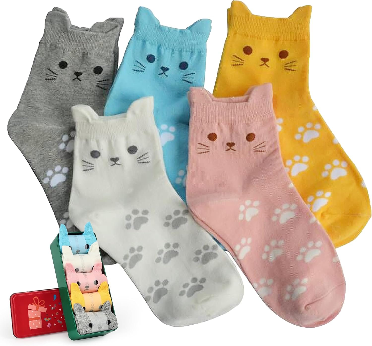 Jeasona Cute Cat Gifts for Women Animal Cat Socks Wife Mom Girlfriend Daughter