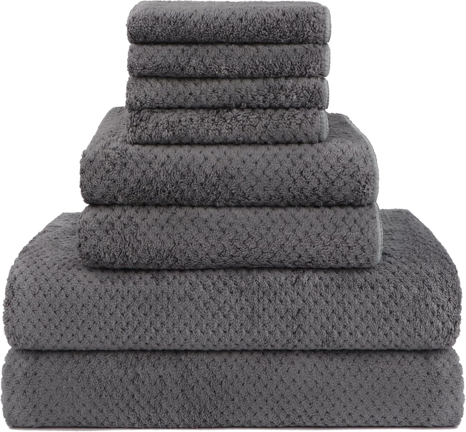 HOMEXCEL 8 Piece Bath Towel Set, Microfiber Bathroom Towel – 2 Bath Towels, 2 Hand Towels, and 4 Wash Cloths, Super Soft, Highly Absorbent Towels for Bathroom, Gym, Hotel, and Spa (Grey)
