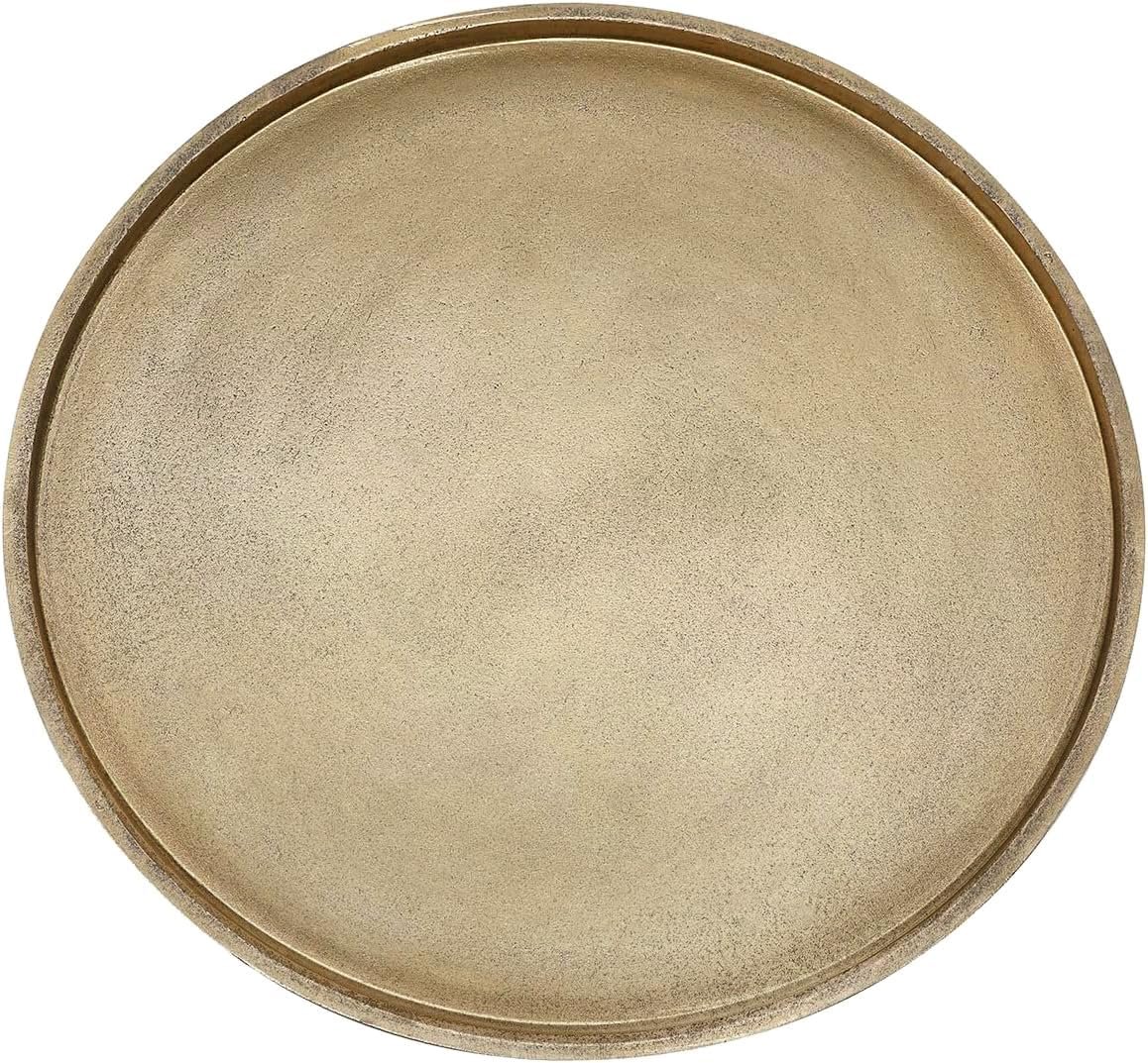 DN DECONATION Gold Tray, 14.76“ Decorative Trays for Coffee Table, Farmhouse Tray, Round Wooden Trays for Living Room Decor