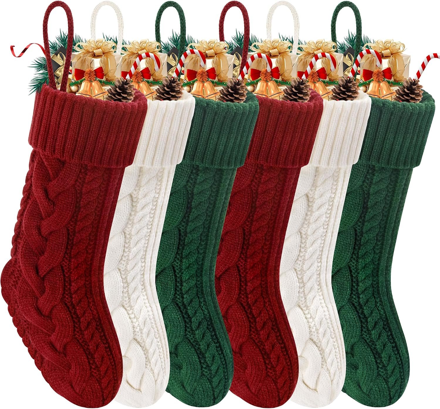 Christmas Stockings 18″ Knitted Stocking Christmas Decorations | Soft acrylic fabric,Twist style high-quality classic knit pattern,Christmas Stocking is large enough to hold gift