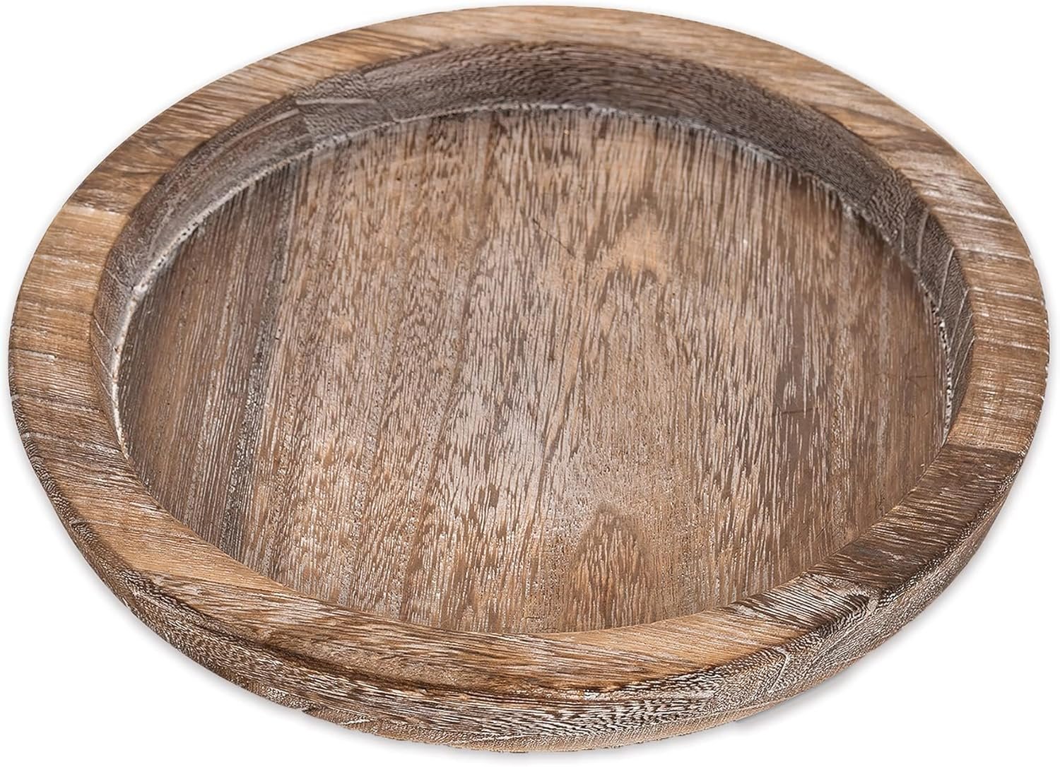 Rustic Wooden Serving Tray – Candle Holder Tray Home Decor, Small Wooden Serving Tray, Round Wood Tray for Coffee Table, Decorative Tray, Centerpiece Table Decorations for Home Decor (8.07 in), Retro