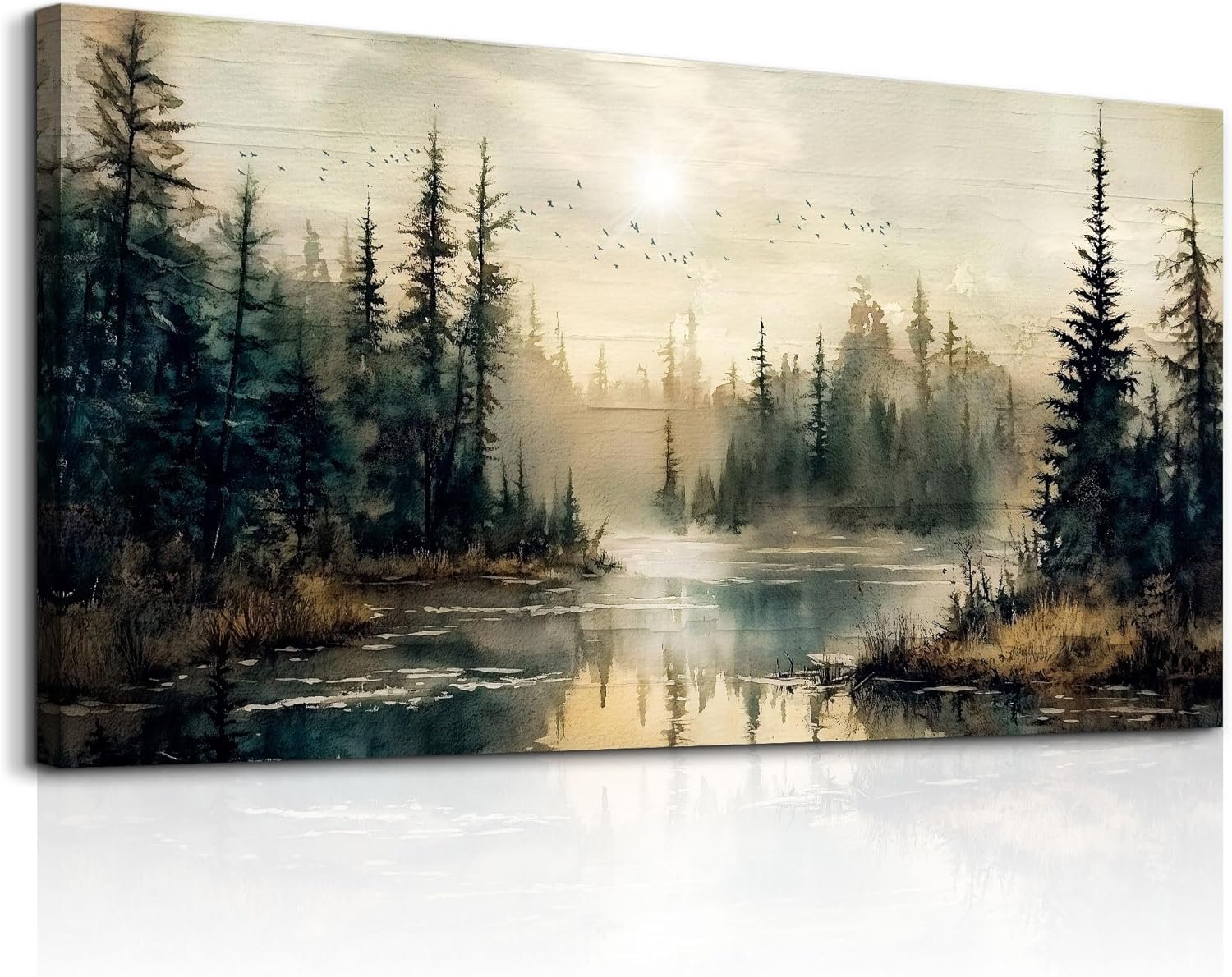 FUHAIHUA Canvas Wall Art For Living Room Large Wall Decor For Office Modern Bedroom Decorations Forest River Landscape Pictures Farmhouse Paintings Artwork Wall Mural Aesthetic Home Decor 30×60 In