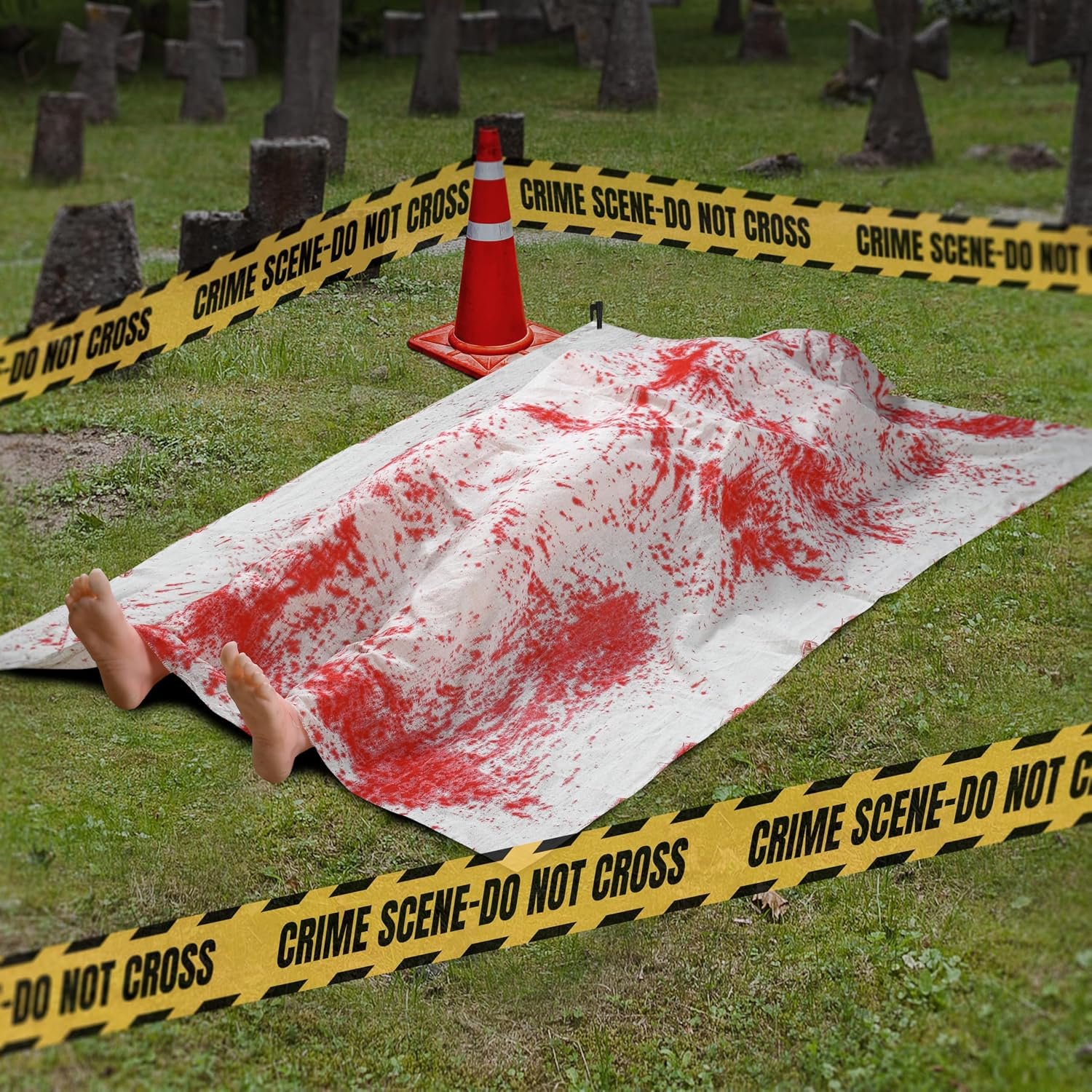 5 Ft Corpse Dead Victim Props Halloween Decorations Set, Scary Halloween Inflatables Decorations for Halloween Outdoor Yard, Haunted House, Party Decor
