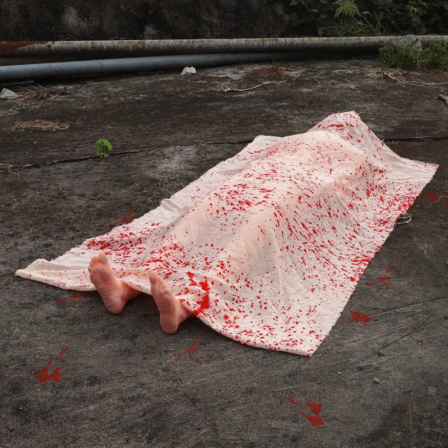 5.4ft Halloween Decorations Outdoor Props – Scary Hallowmas Back from The Grave Dead Victim Prop for Haunted House Party Decor(Assembly Needed) Red