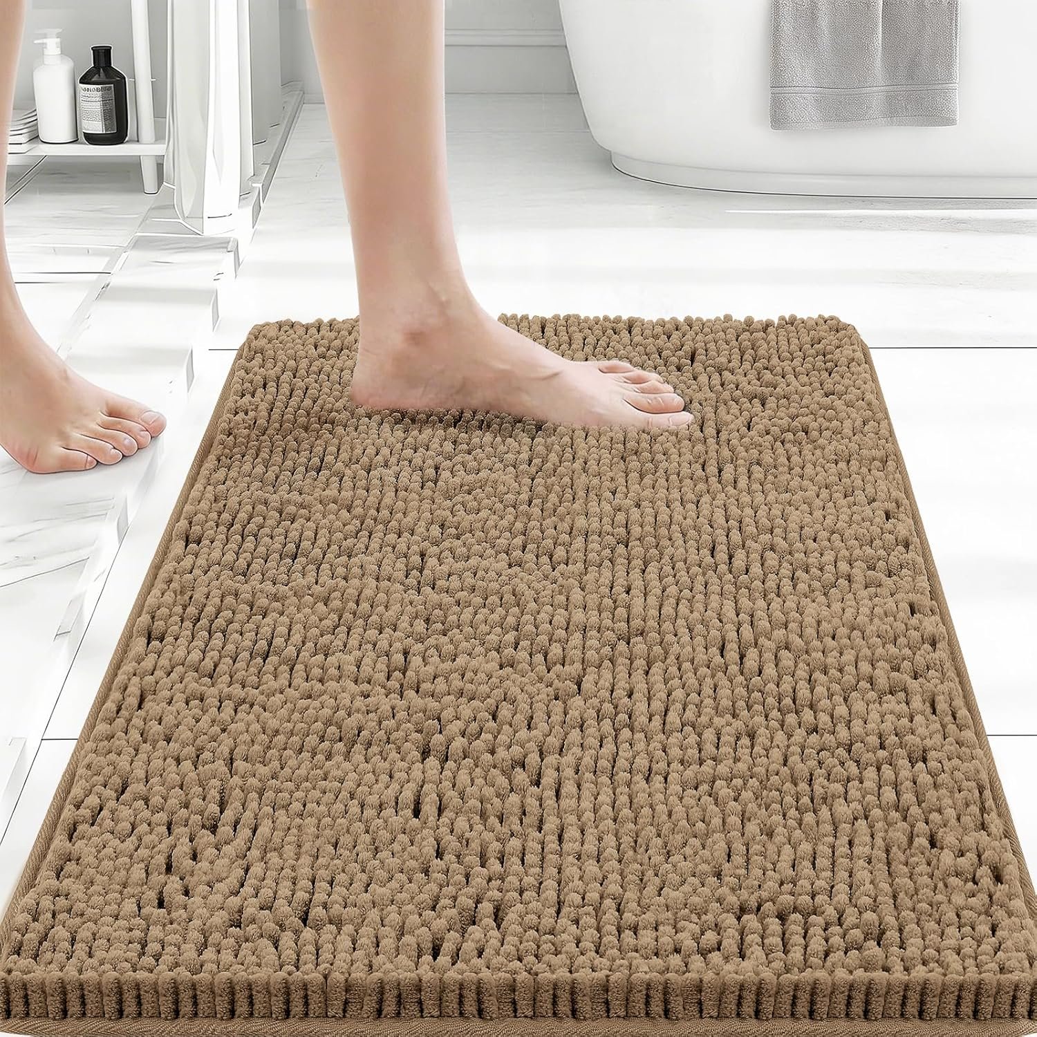 Bcoimo Bathroom Rugs 24×17, Bath Mats for Bathroom Non Slip with Rubber Backing,High Absorbent Microfiber Bath Rugs Quick Drying, Machine Washable, Durable Decor