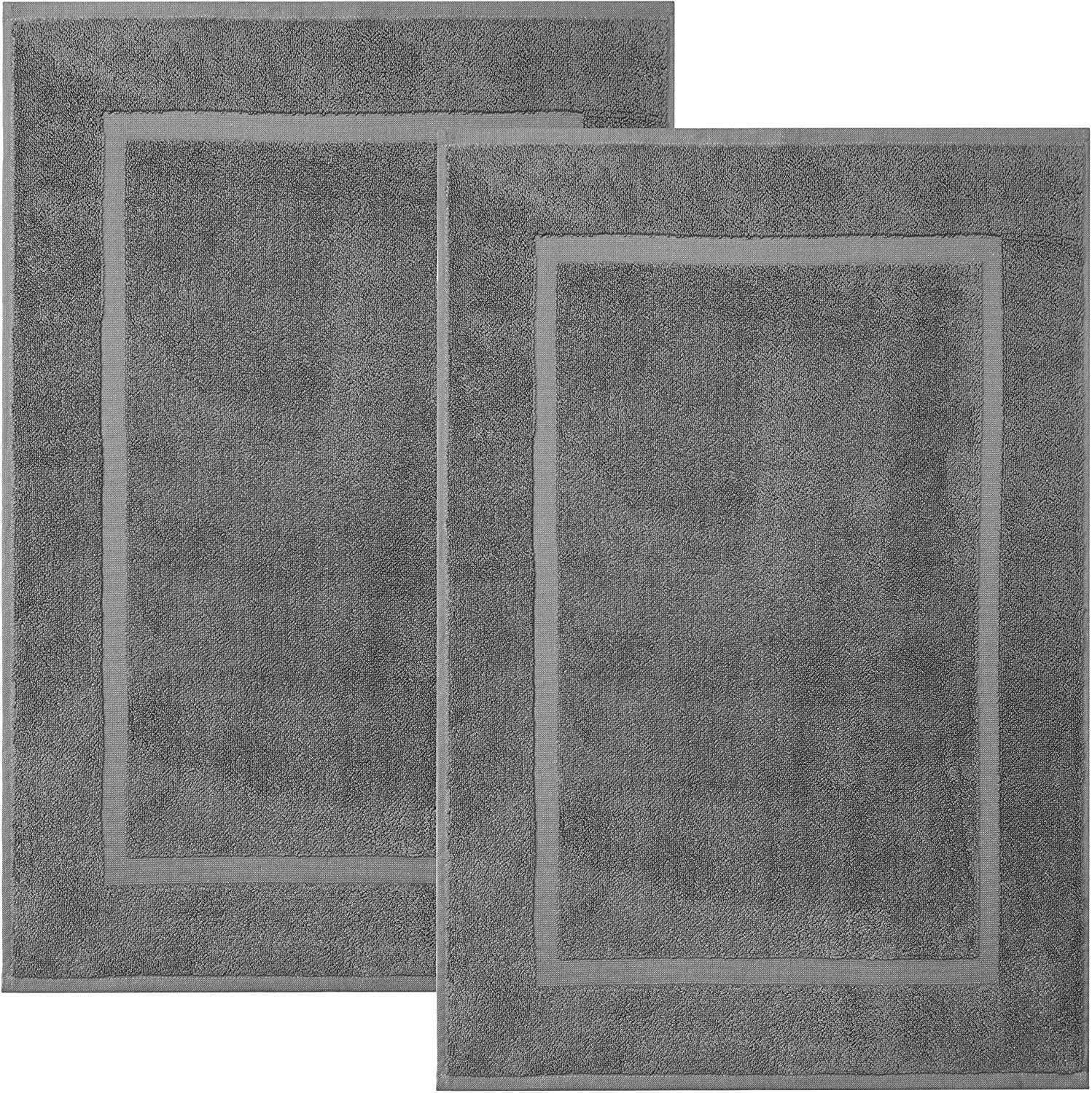 KAHAF COLLECTION Bath Mat Floor Towel Set – Absorbent Cotton Hotel Spa Shower/Bathtub Mats [Not a Bathroom Rug] 22″x34″ Pack of 2