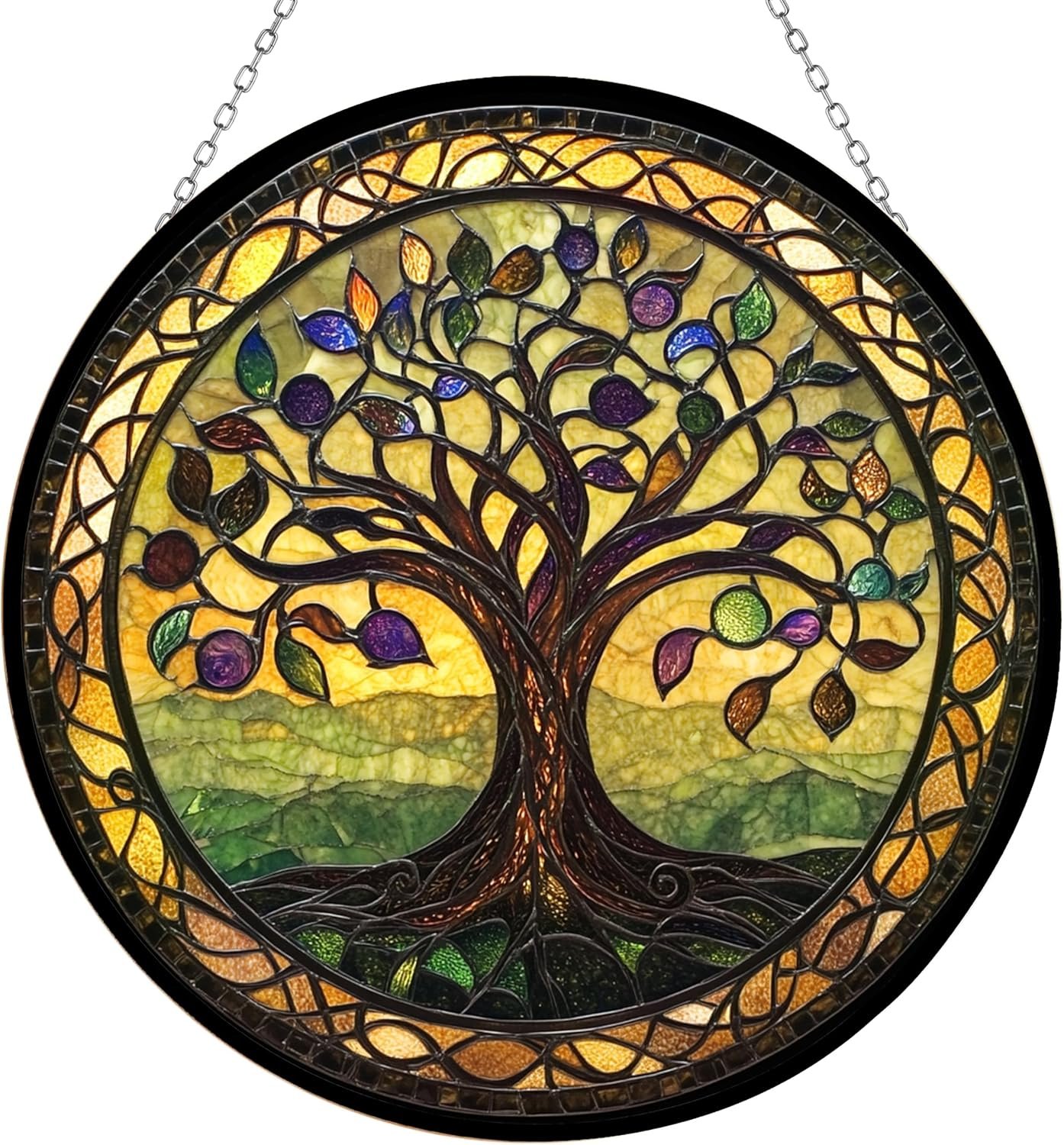 Tree of Life Stained Glass Sun Catcher by Clare Donovan, Wall Hanging Colored Decor Room Indoor Window Decor, Halloween, Christmas Hanging Ornament Mother Day