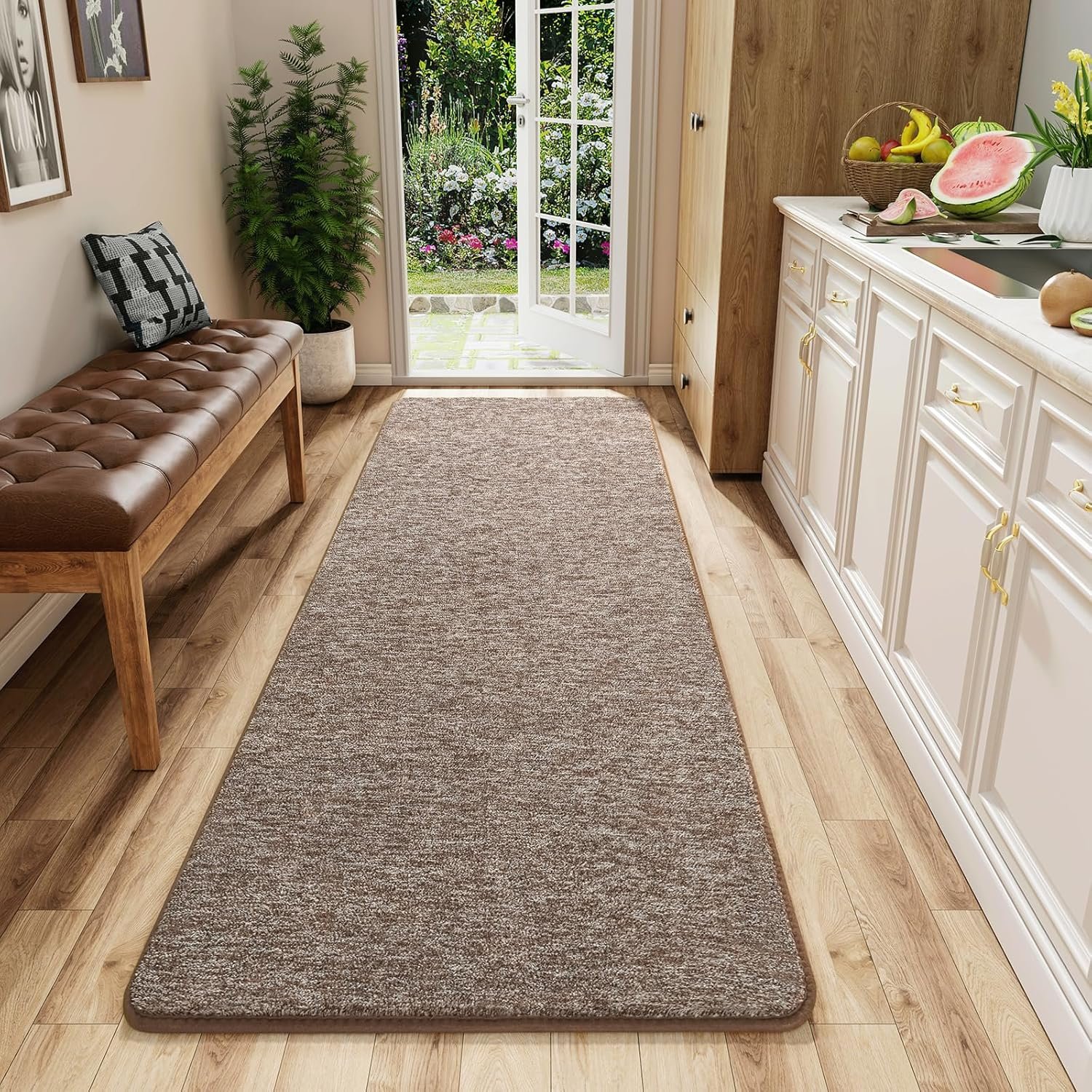 AROGAN Washable 2×6 Runner Rug for Hallway, Long Runner Rugs wtih Soft Memory Foam for Bedroom, Non Slip Backing Carpet Runners for Hallways, Kitchen, Bathroom, Entryway Home Decor, Matte Brown